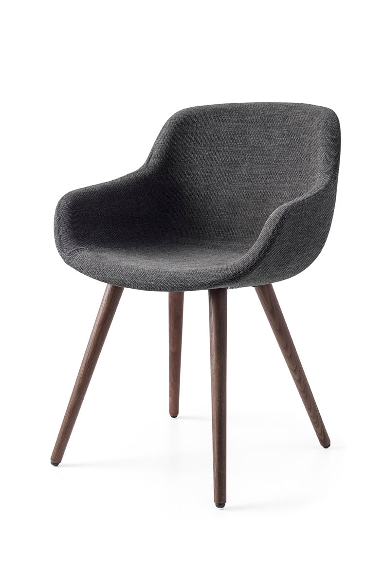 IGLOO upholstered chair with a dark wooden base
