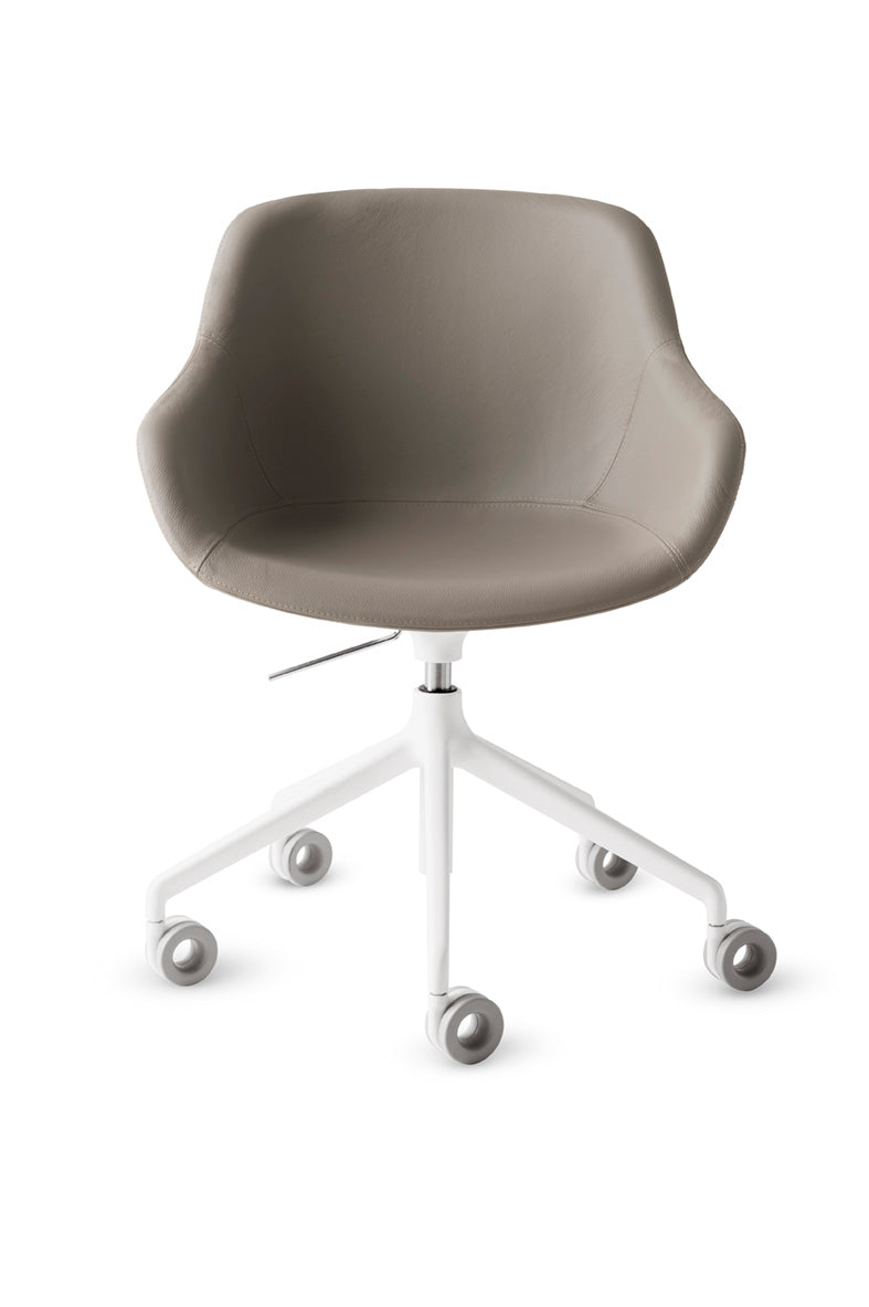 Upholstered office chair IGLOO with a white base