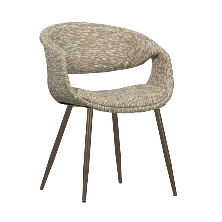YOSSI Armchair in Beige with Brown Metal Base