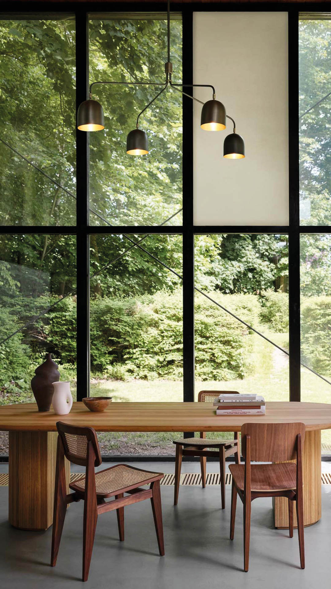 MOON table, soaped oak