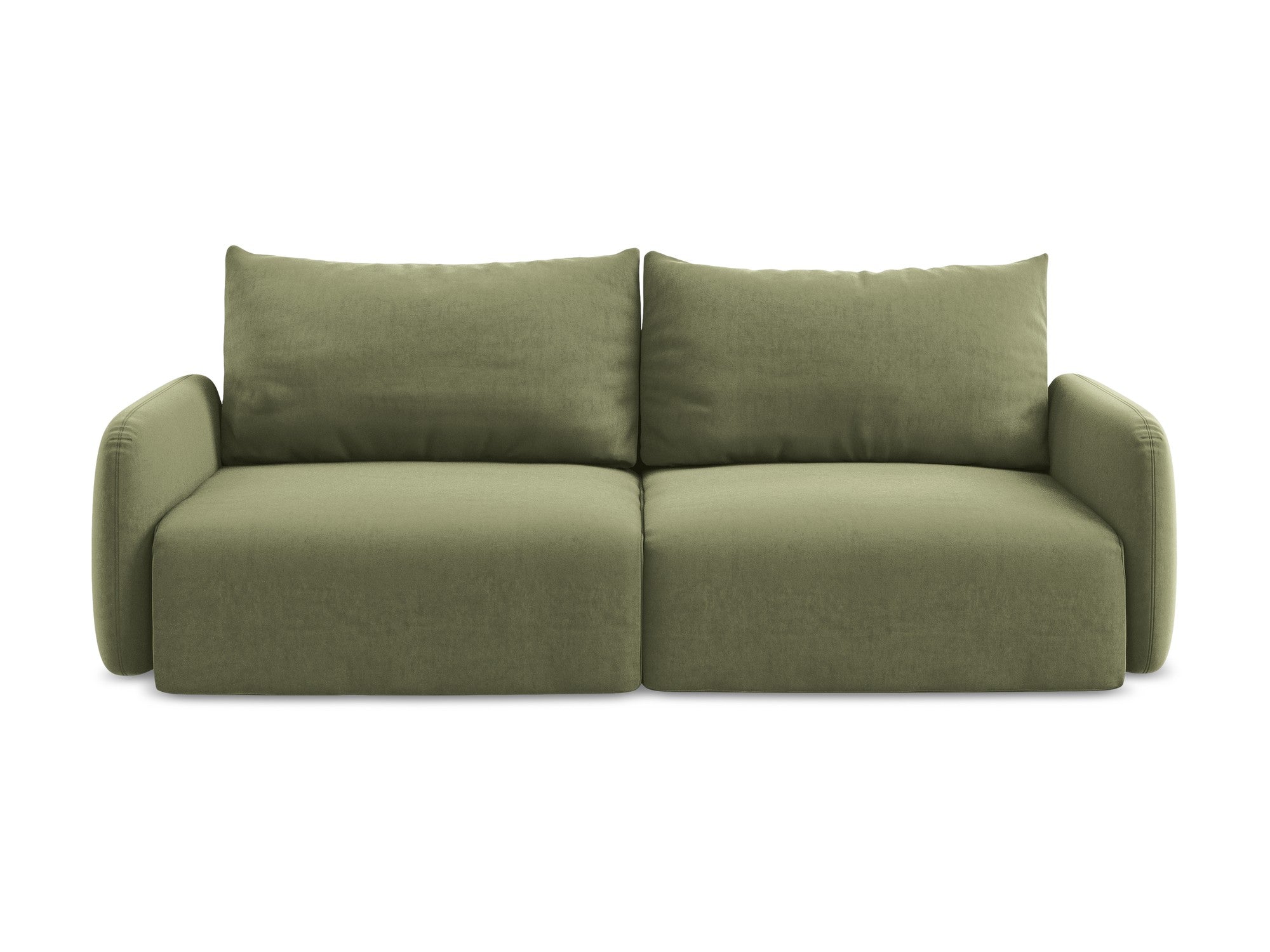 Sofa aus Samt für 3 Personen mit Schlaf-Funktion KALENA olivgrün