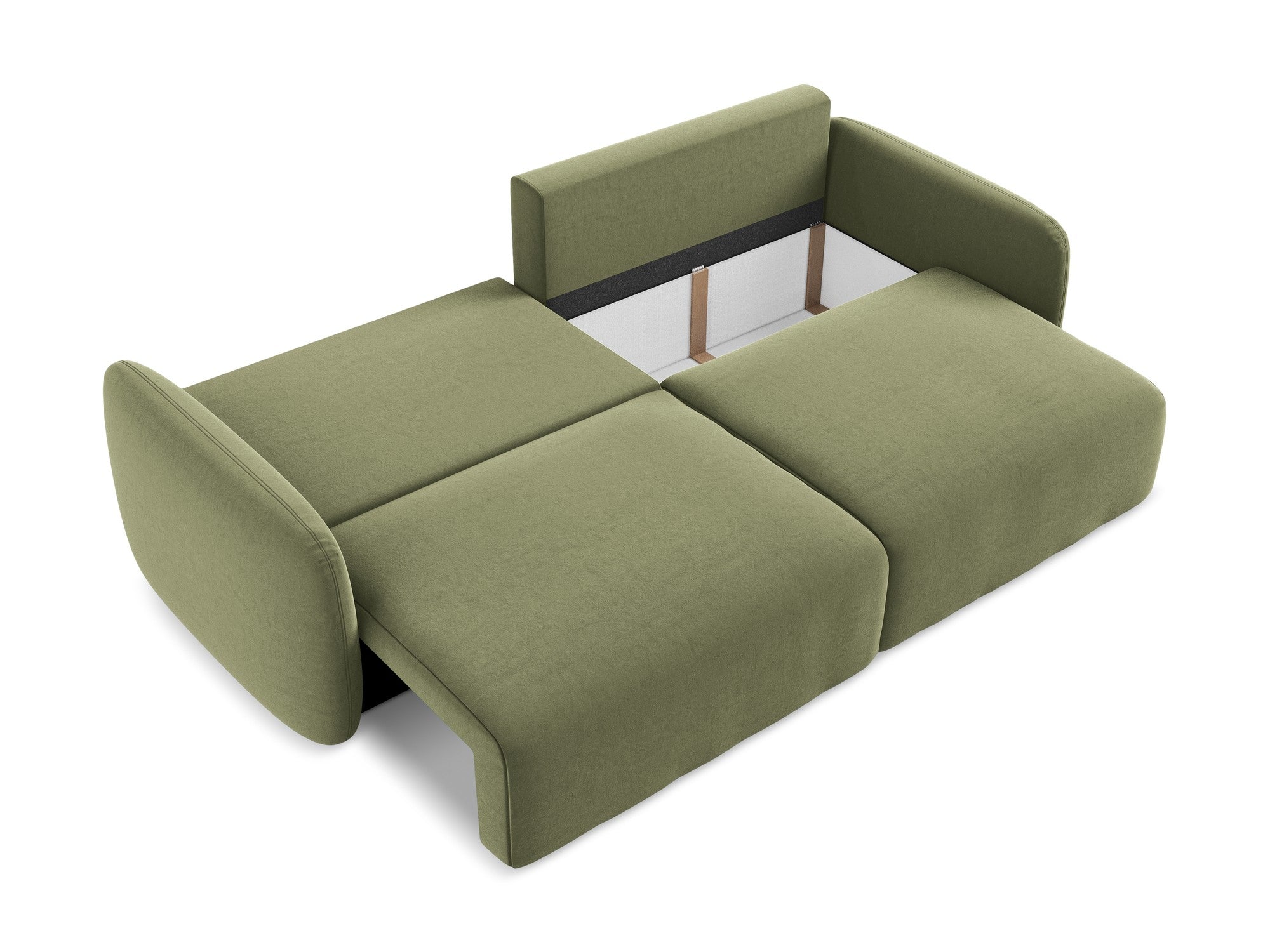 Sofa aus Samt für 3 Personen mit Schlaf-Funktion KALENA olivgrün