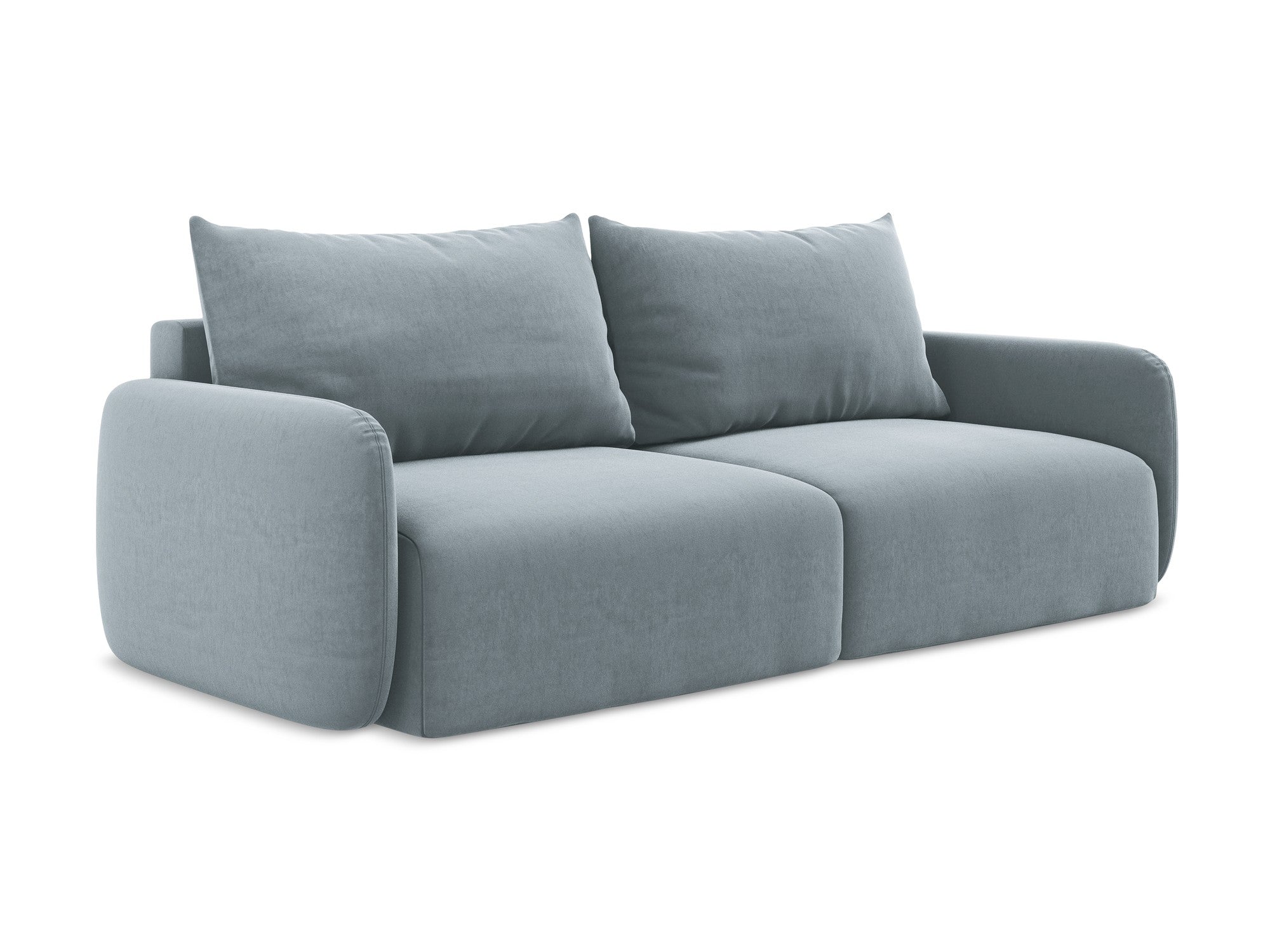 Sofa aus Samt für 3 Personen mit Schlaf-Funktion KALENA hellblau