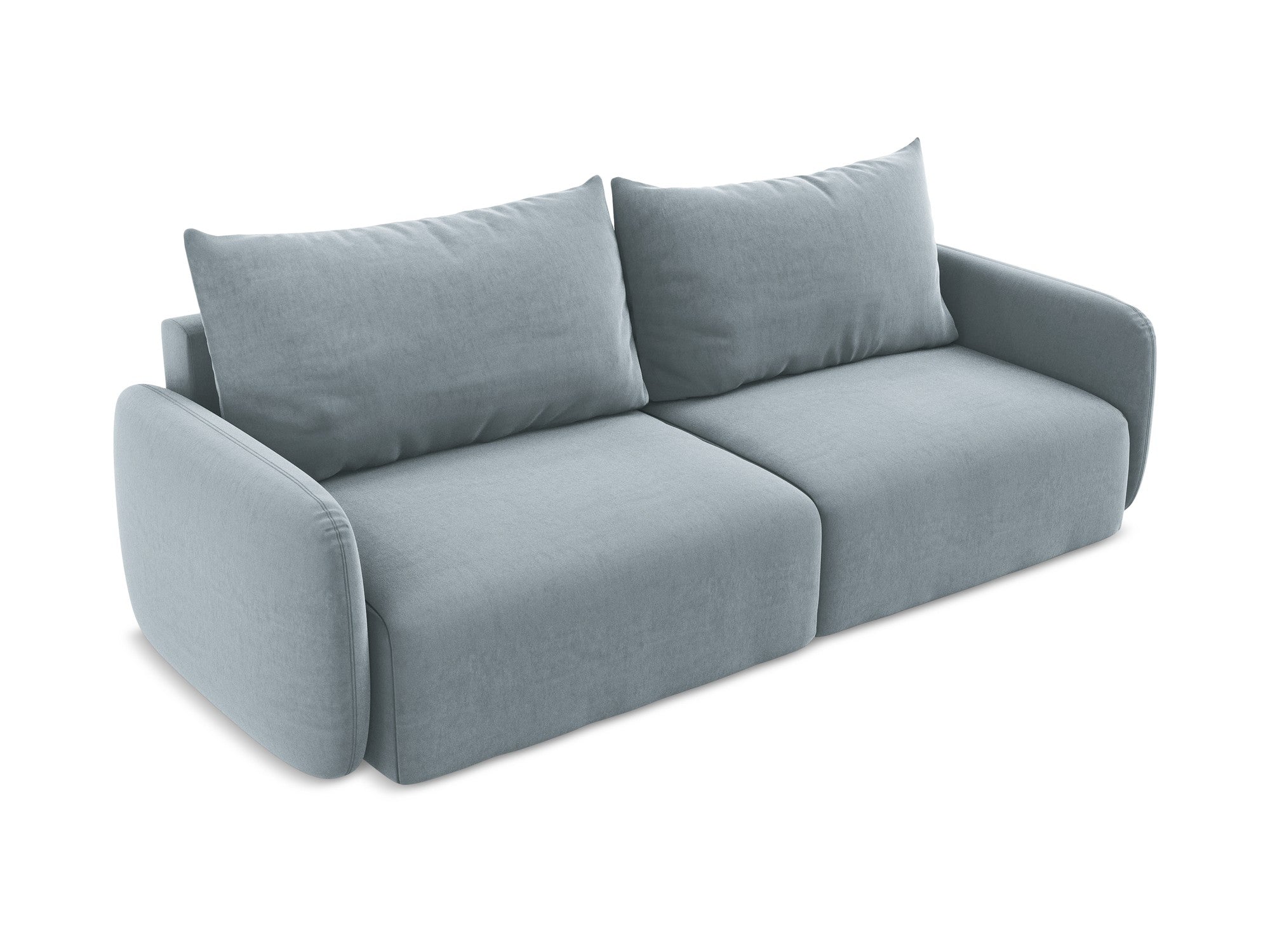 Sofa aus Samt für 3 Personen mit Schlaf-Funktion KALENA hellblau