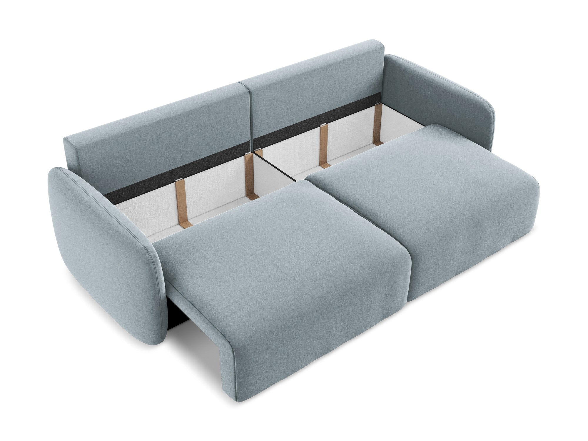 Sofa aus Samt für 3 Personen mit Schlaf-Funktion KALENA hellblau