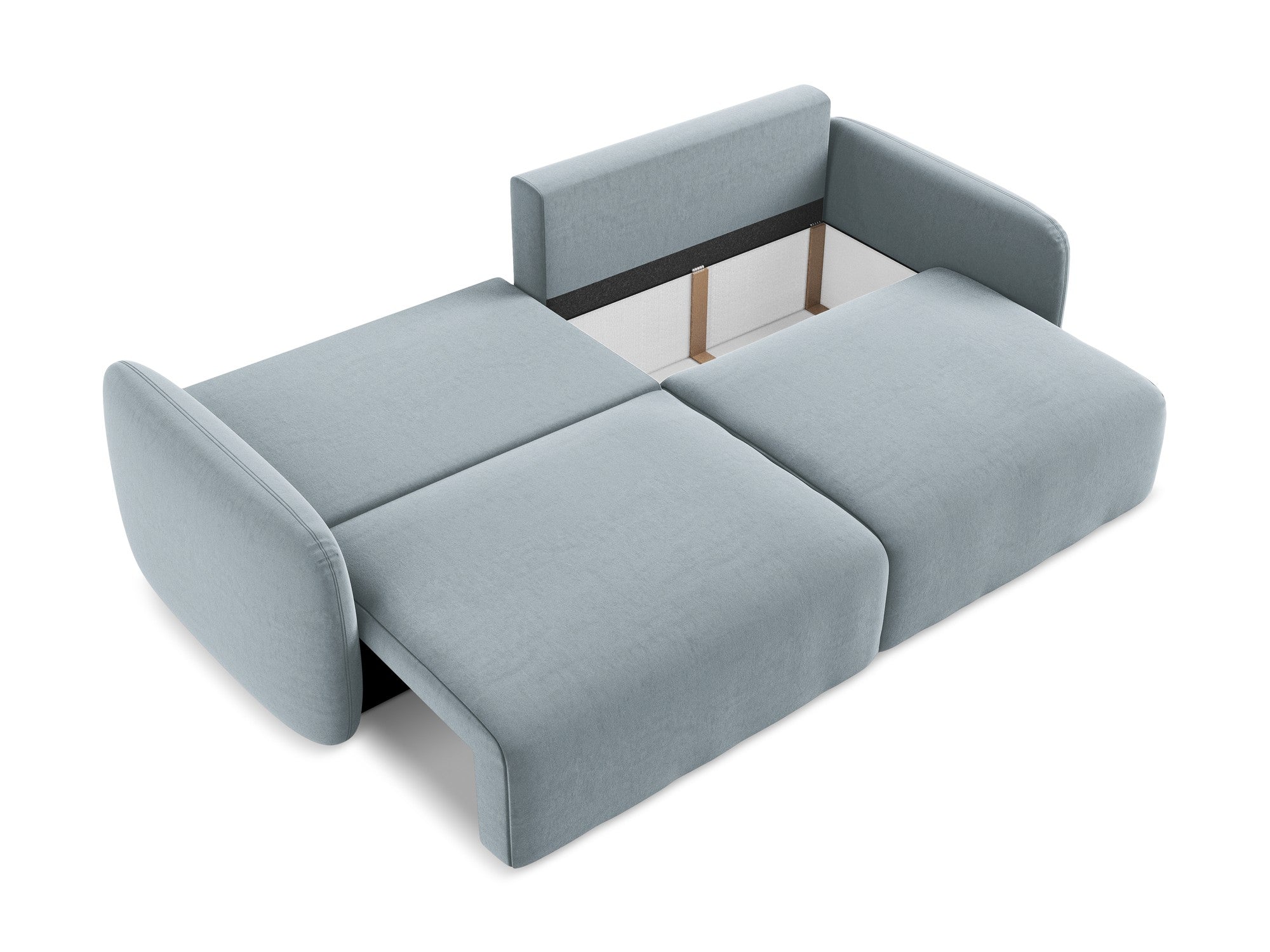 Sofa aus Samt für 3 Personen mit Schlaf-Funktion KALENA hellblau
