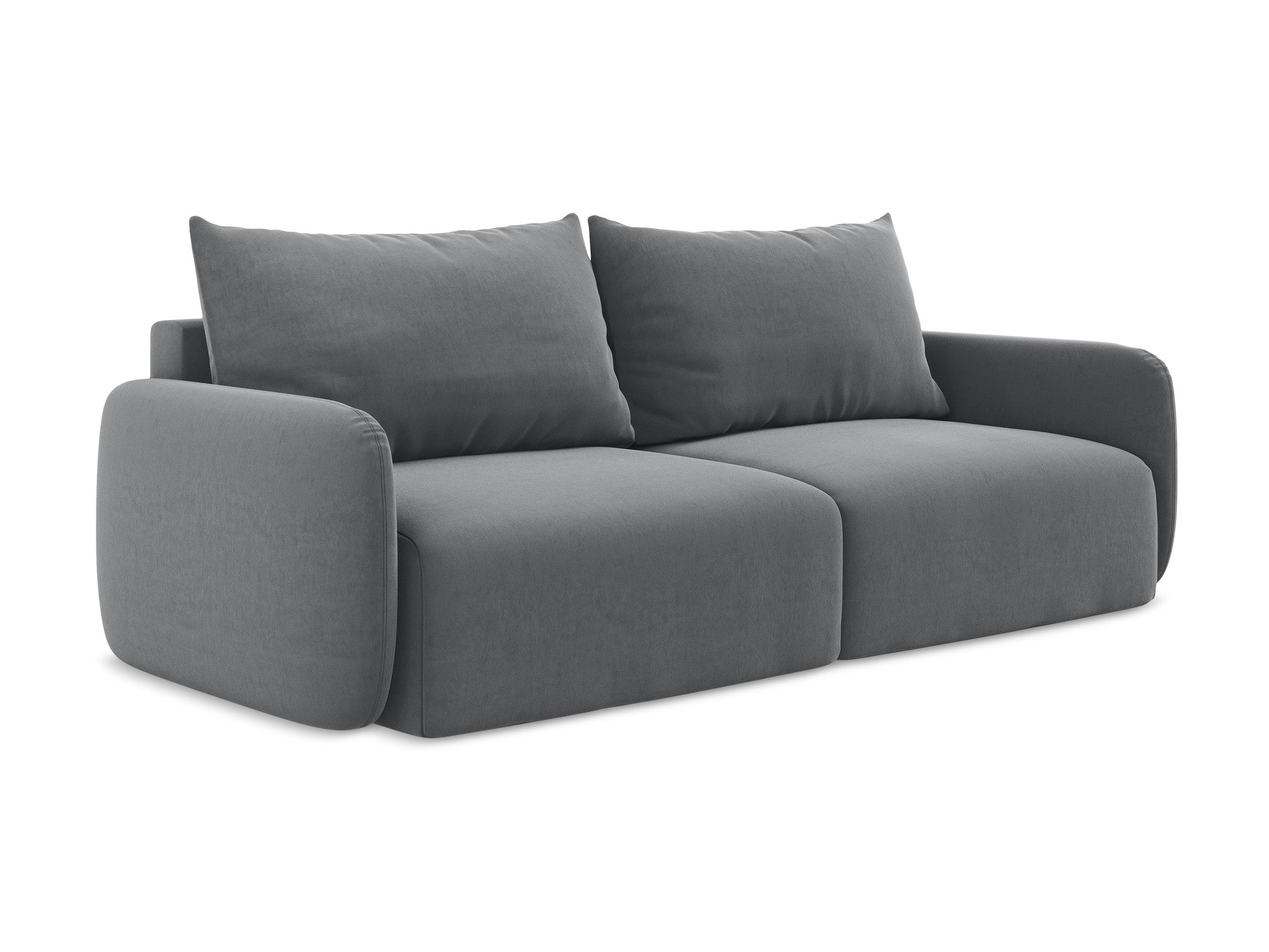 Velvet 3-Seater Sofa with Sleeping Function KALENA Steel Gray