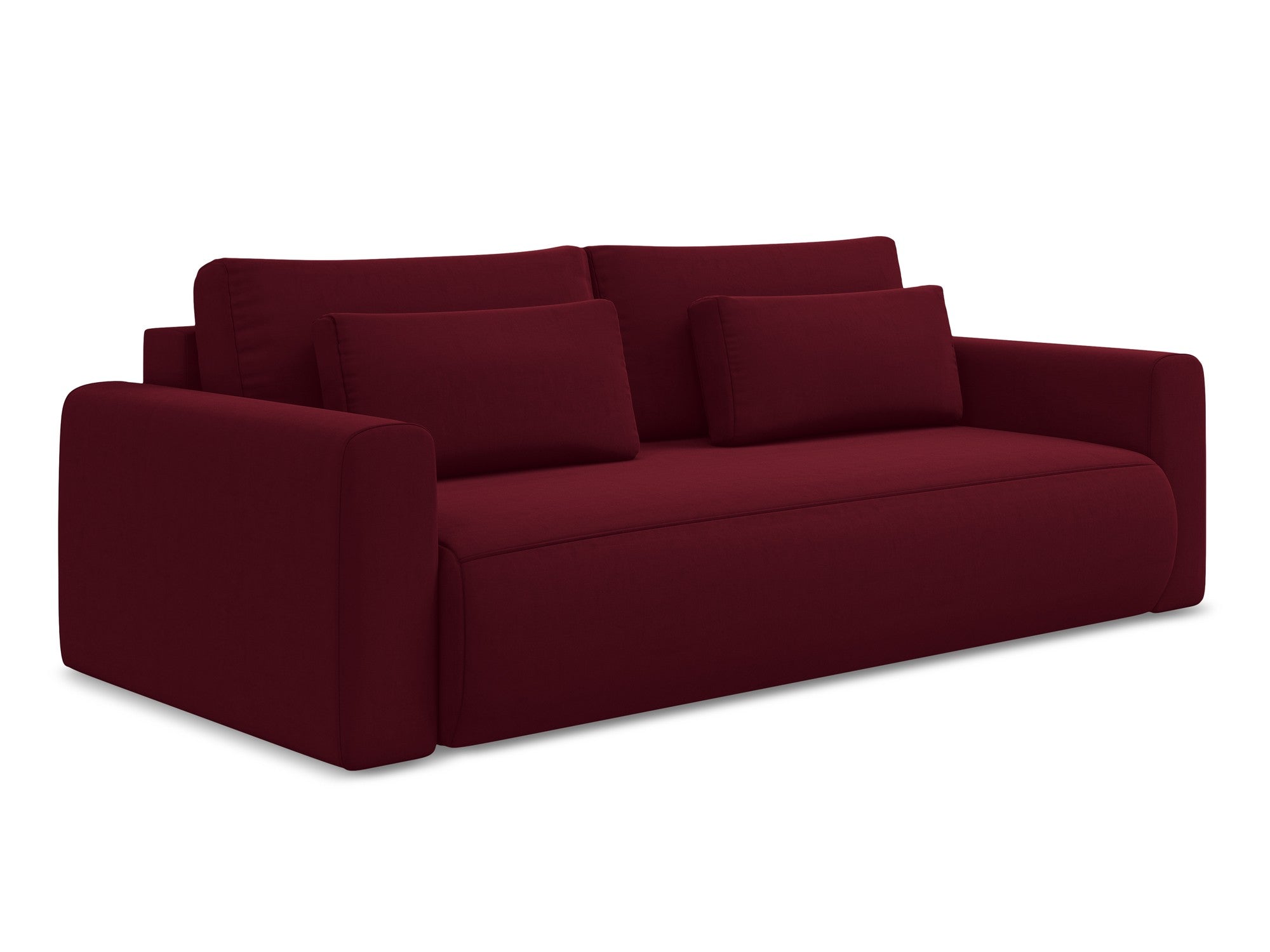 Burgundy 3-Seater Velvet Sofa with Sleeping Function KAPUA