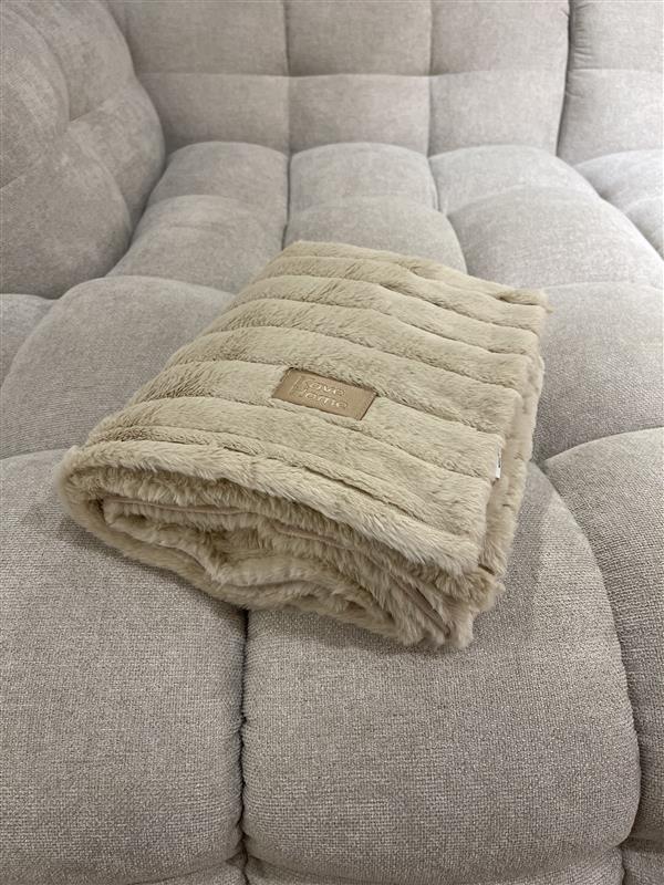Kave Home Beige Fur Stool - Display Model