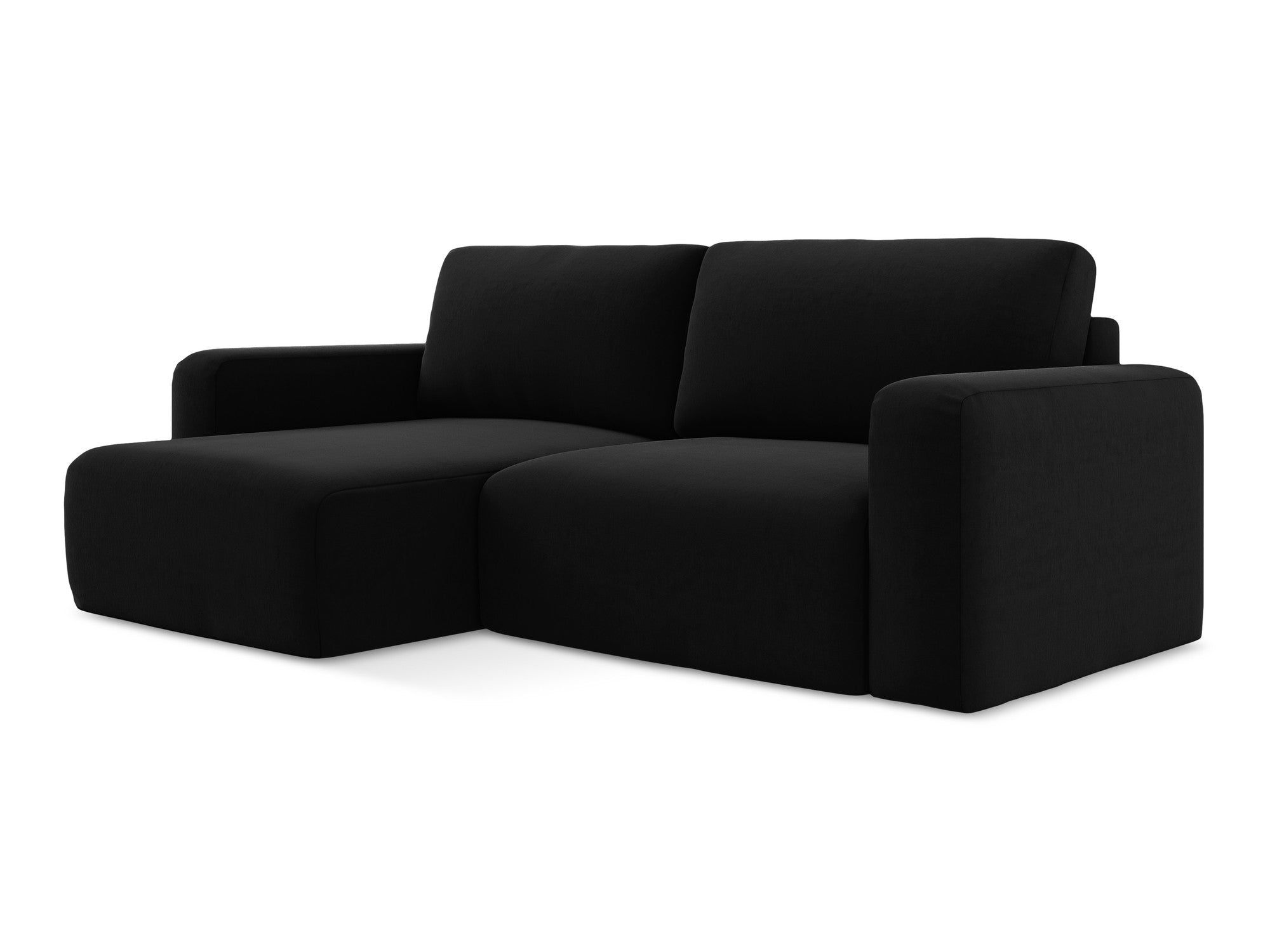 Samt-Ecksofa links mit Schlaffunktion KONA schwarz