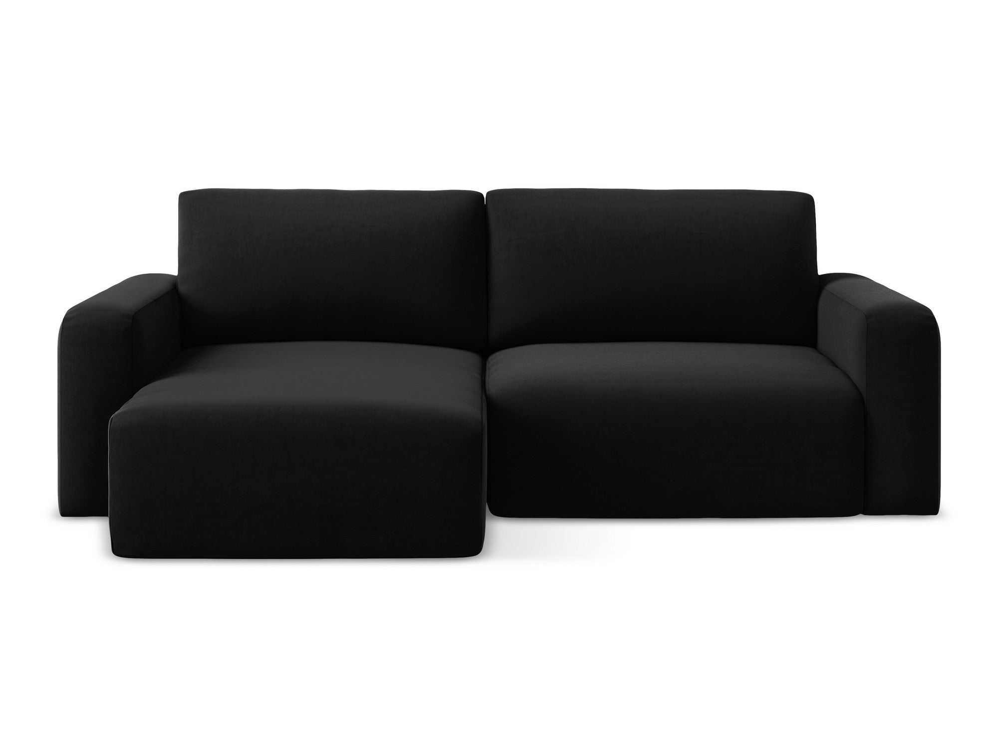 Samt-Ecksofa links mit Schlaffunktion KONA schwarz