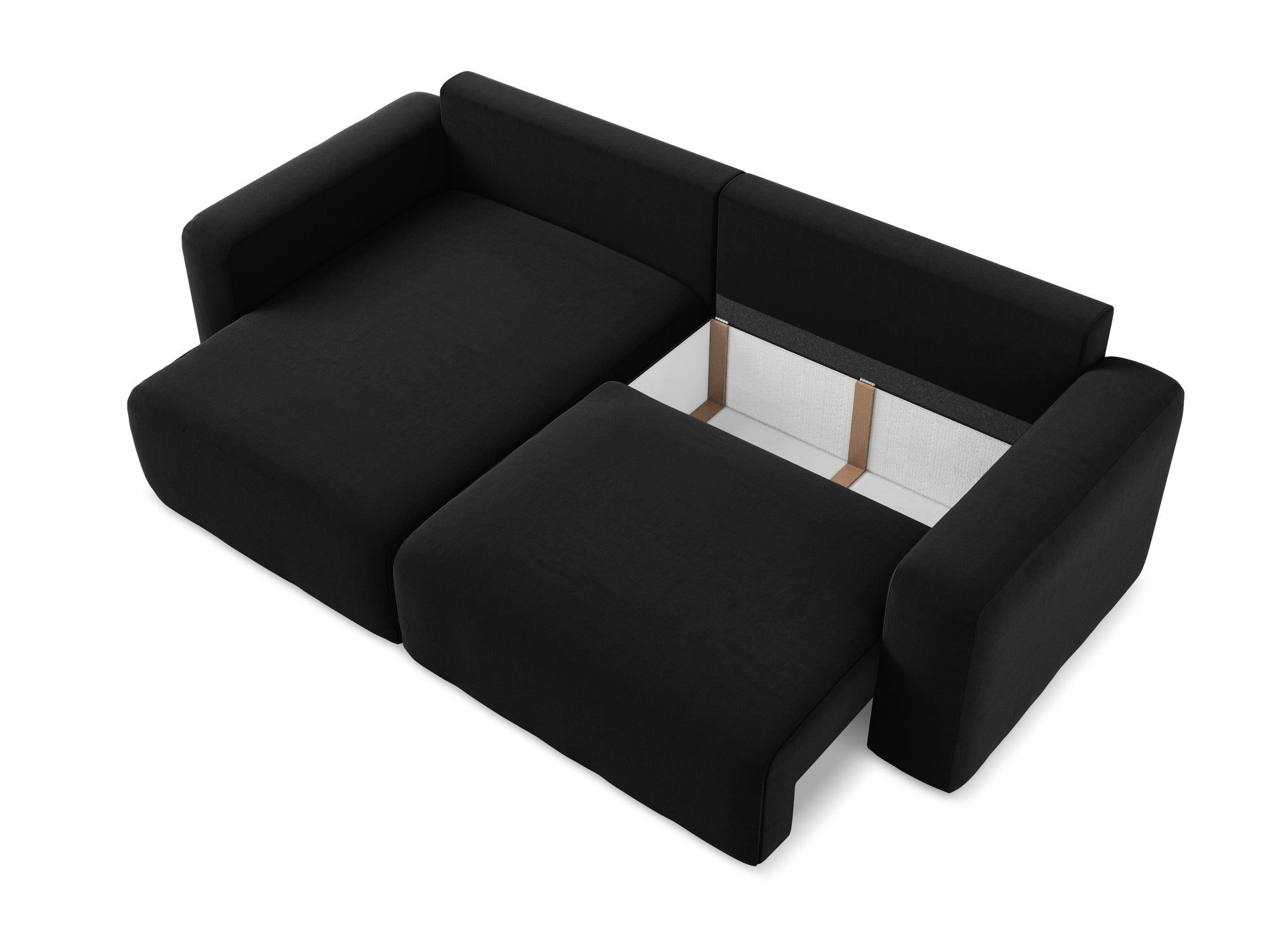 Samt-Ecksofa links mit Schlaffunktion KONA schwarz