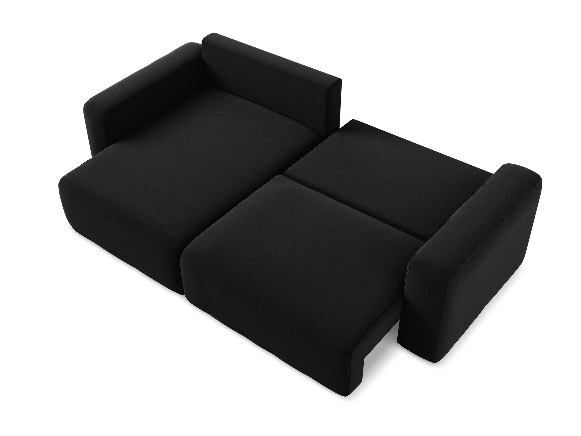 Samt-Ecksofa links mit Schlaffunktion KONA schwarz