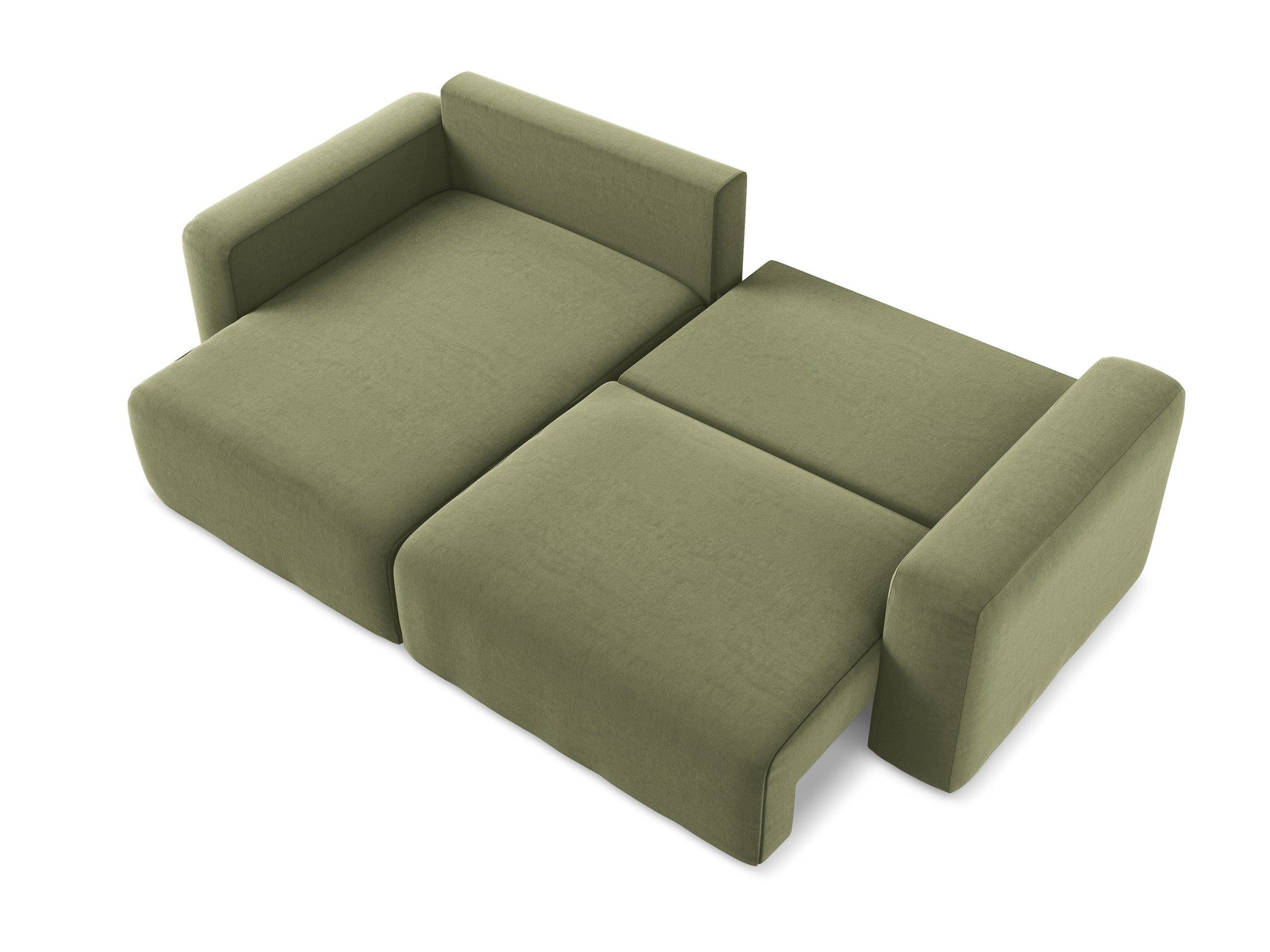 Samt-Ecksofa links mit Schlaffunktion KONA olivgrün