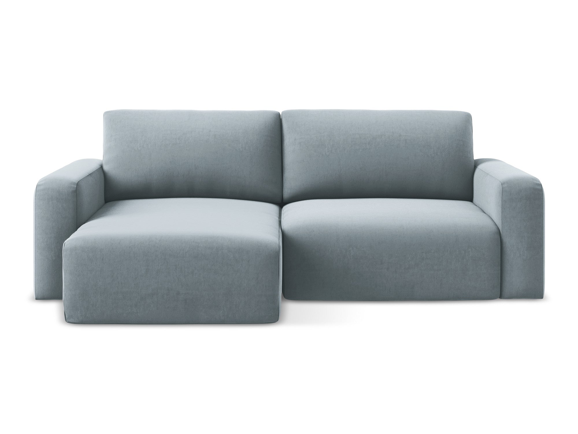 Samt-Ecksofa links mit Schlaffunktion KONA hellblau