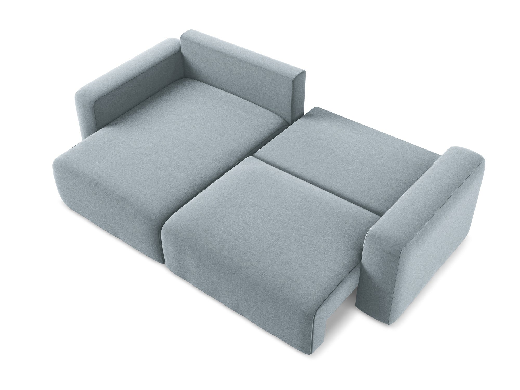 Samt-Ecksofa links mit Schlaffunktion KONA hellblau