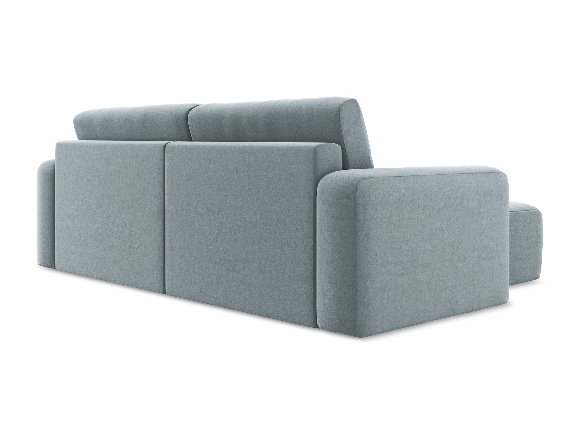 Samt-Ecksofa links mit Schlaffunktion KONA hellblau