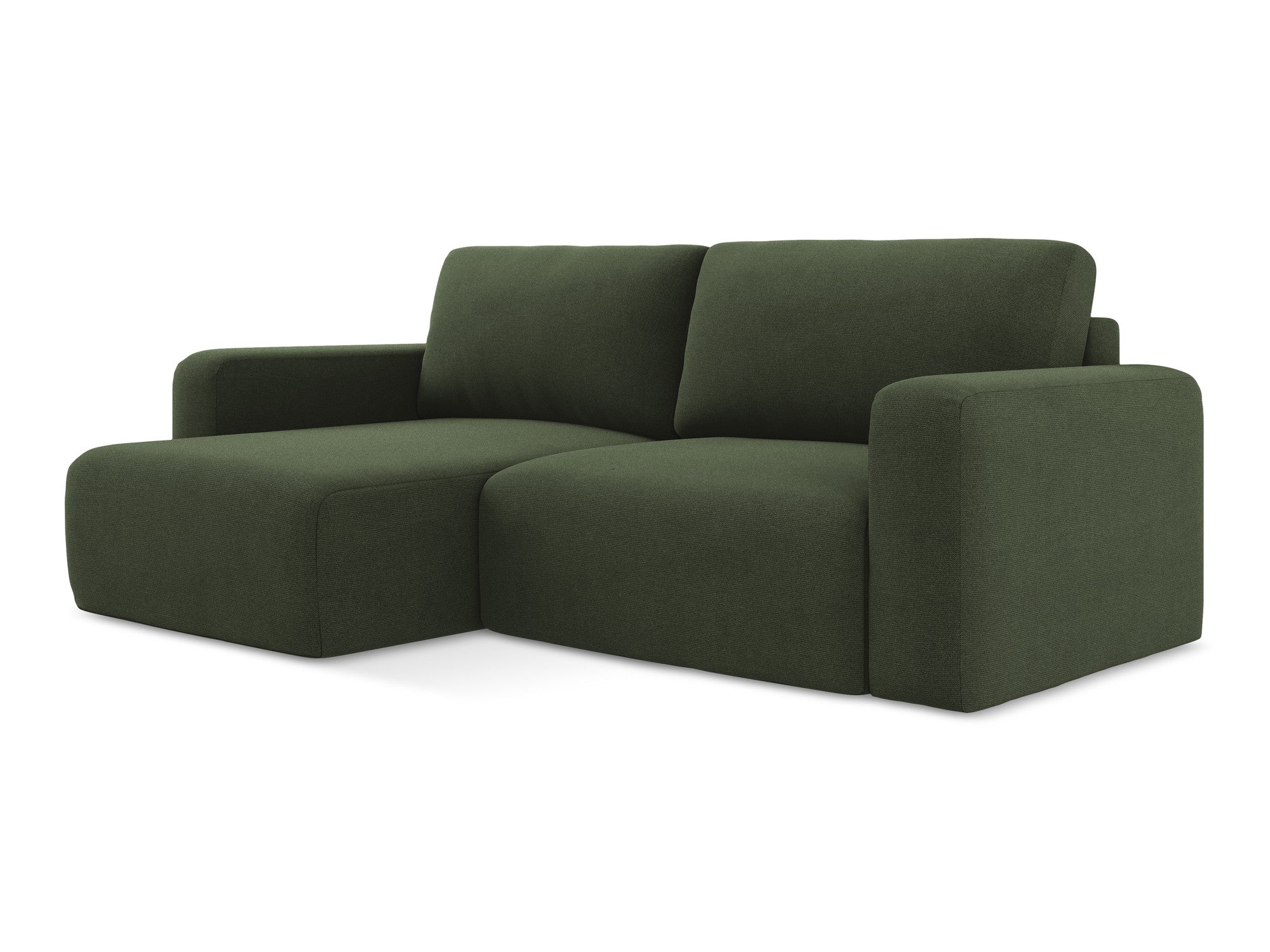 Left-sided corner sofa bed KONA in olive green