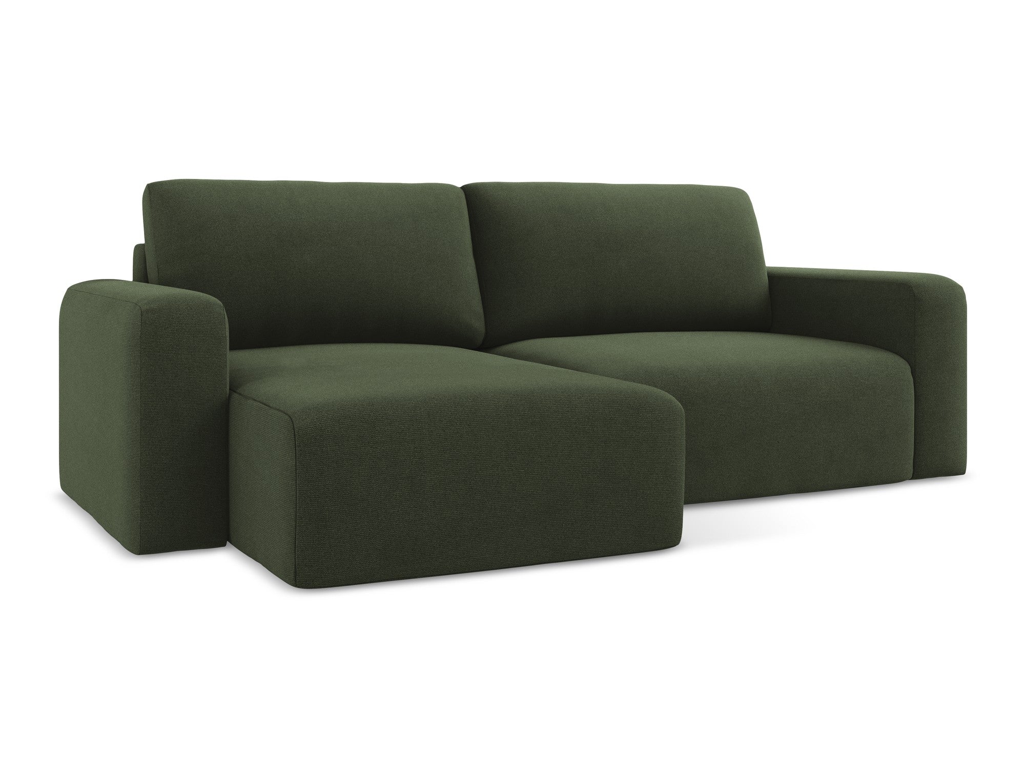 Left-sided corner sofa bed KONA in olive green