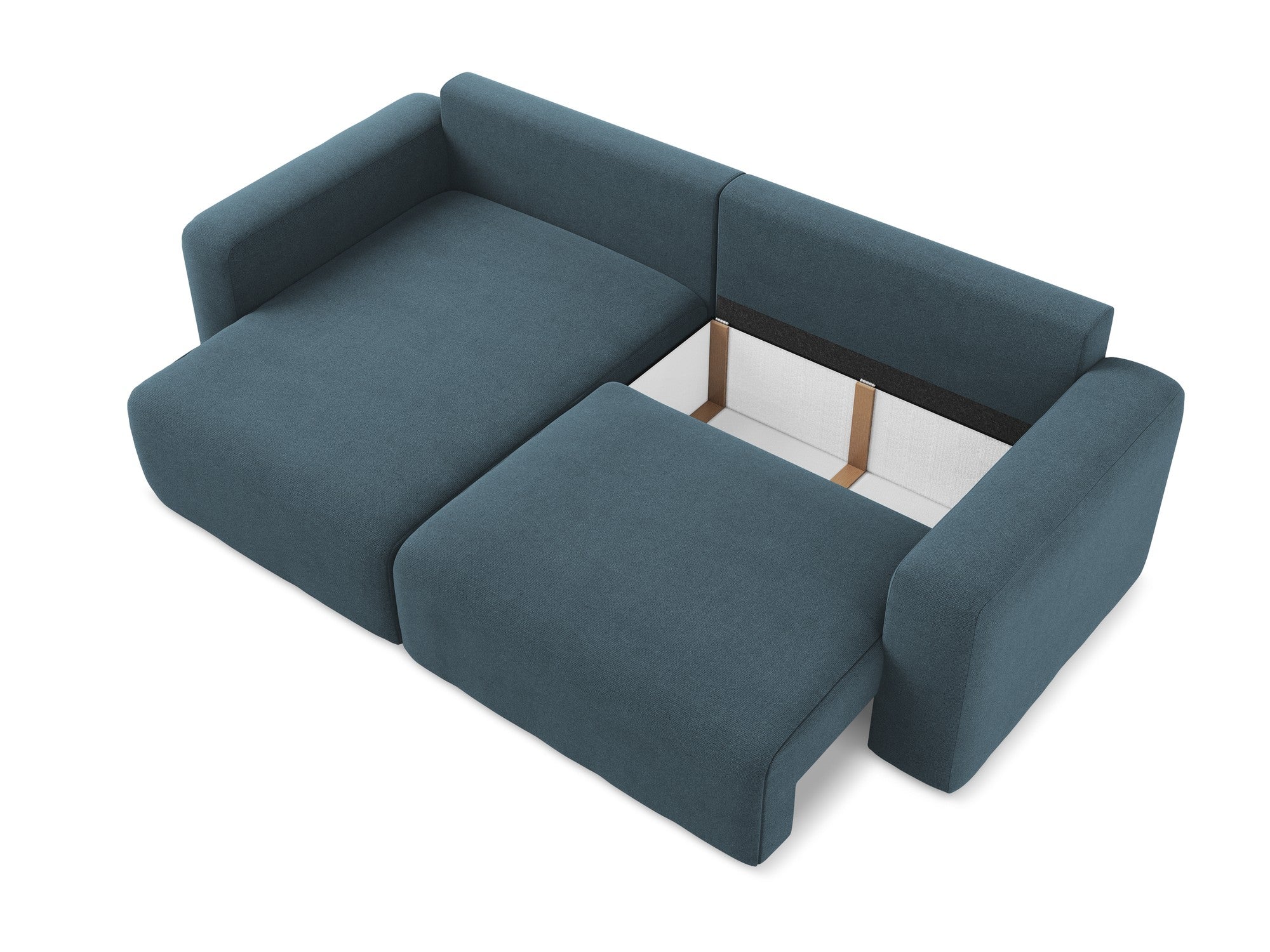 Left-sided corner sofa bed KONA in denim blue