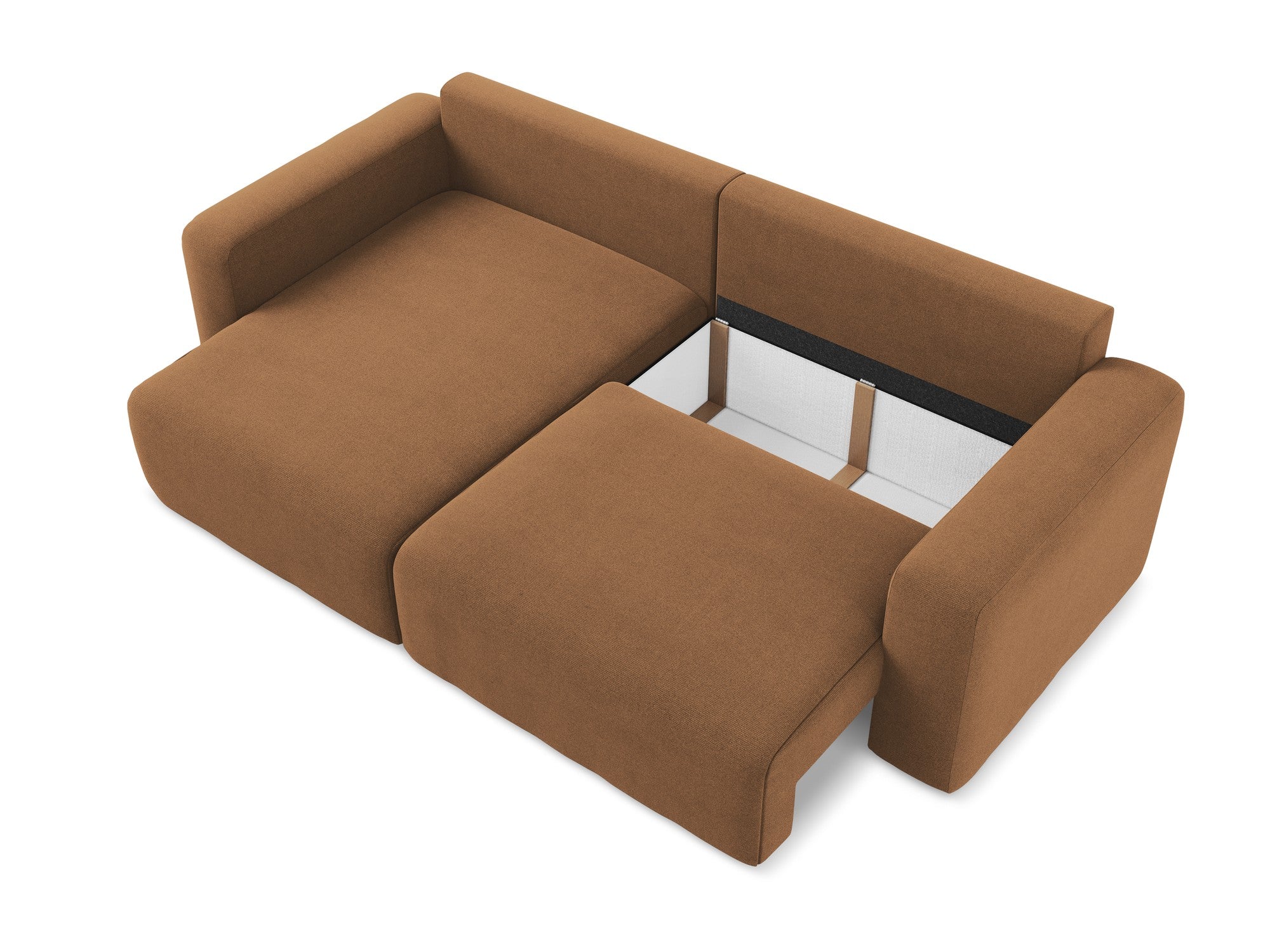 Linksseitige Schlafcouch KONA in Terrakotta