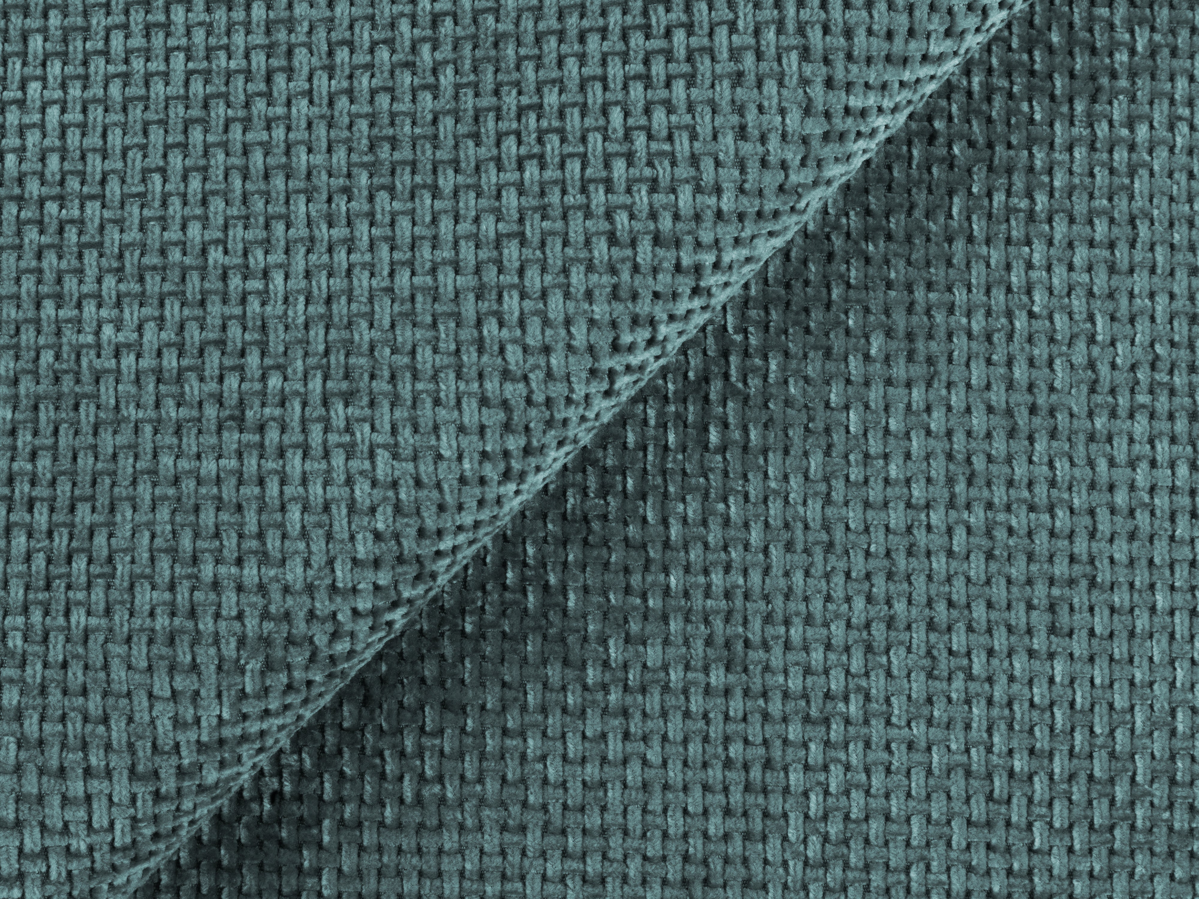 Linksseitiges Schlafsofa KONA in jeansblauem Chenille