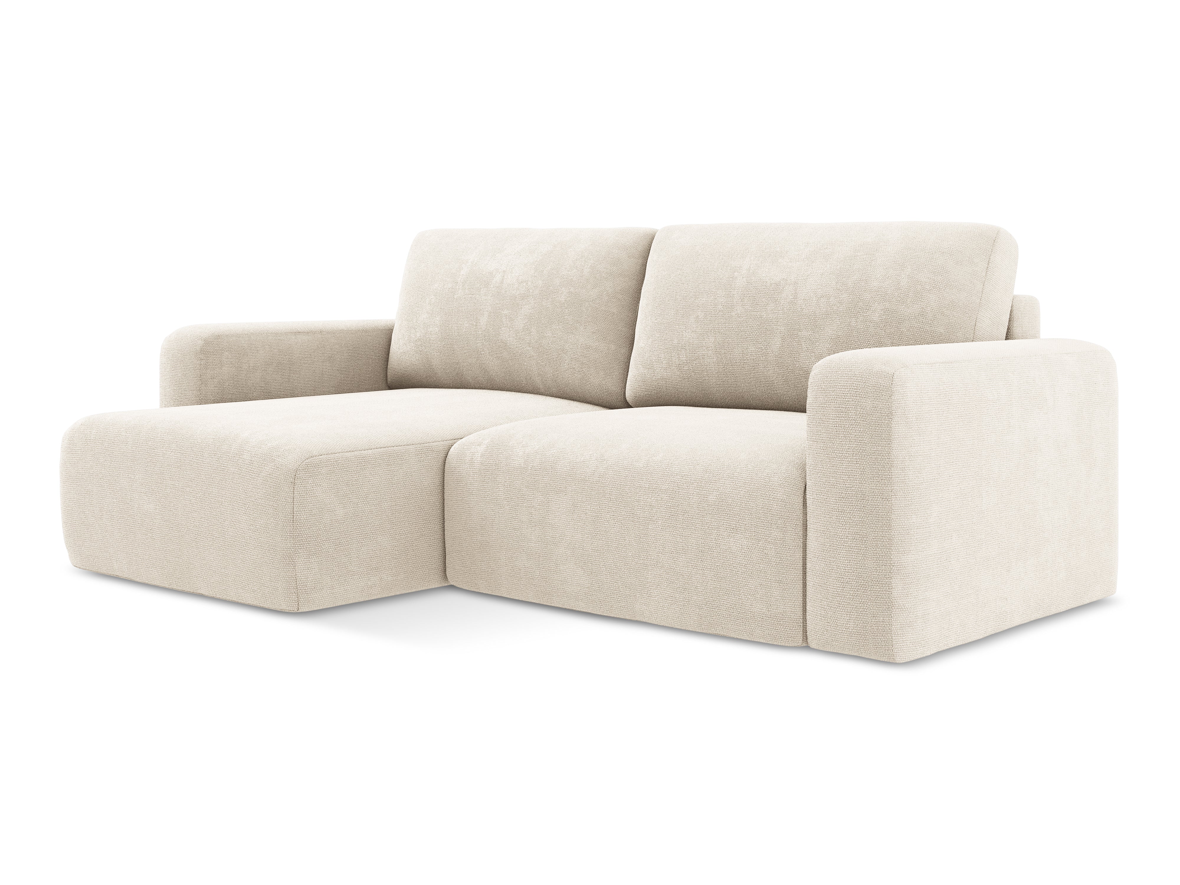 Linksseitige Schlafcouch KONA in hellbeigem Chenille