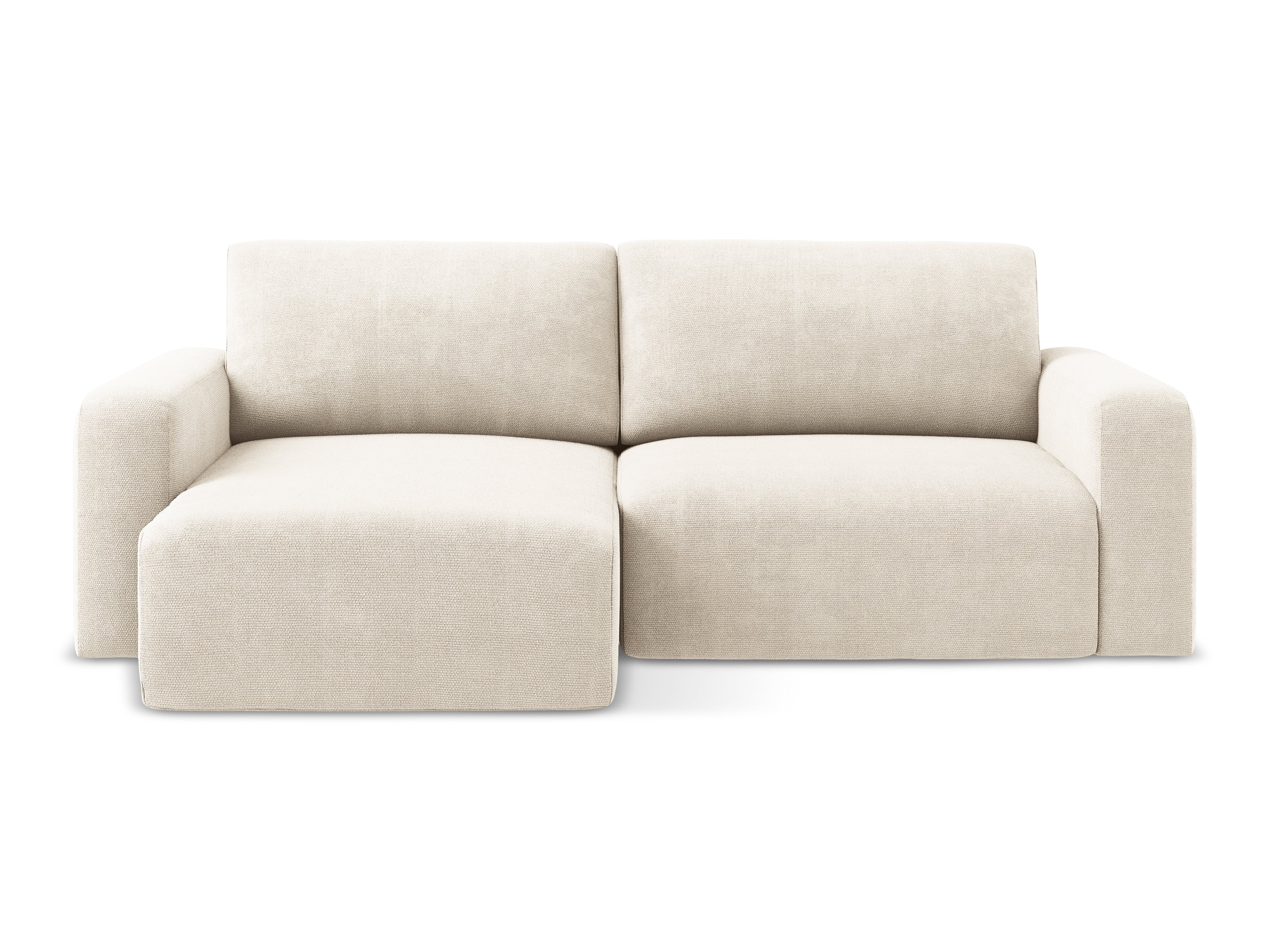 Linksseitige Schlafcouch KONA in hellbeigem Chenille
