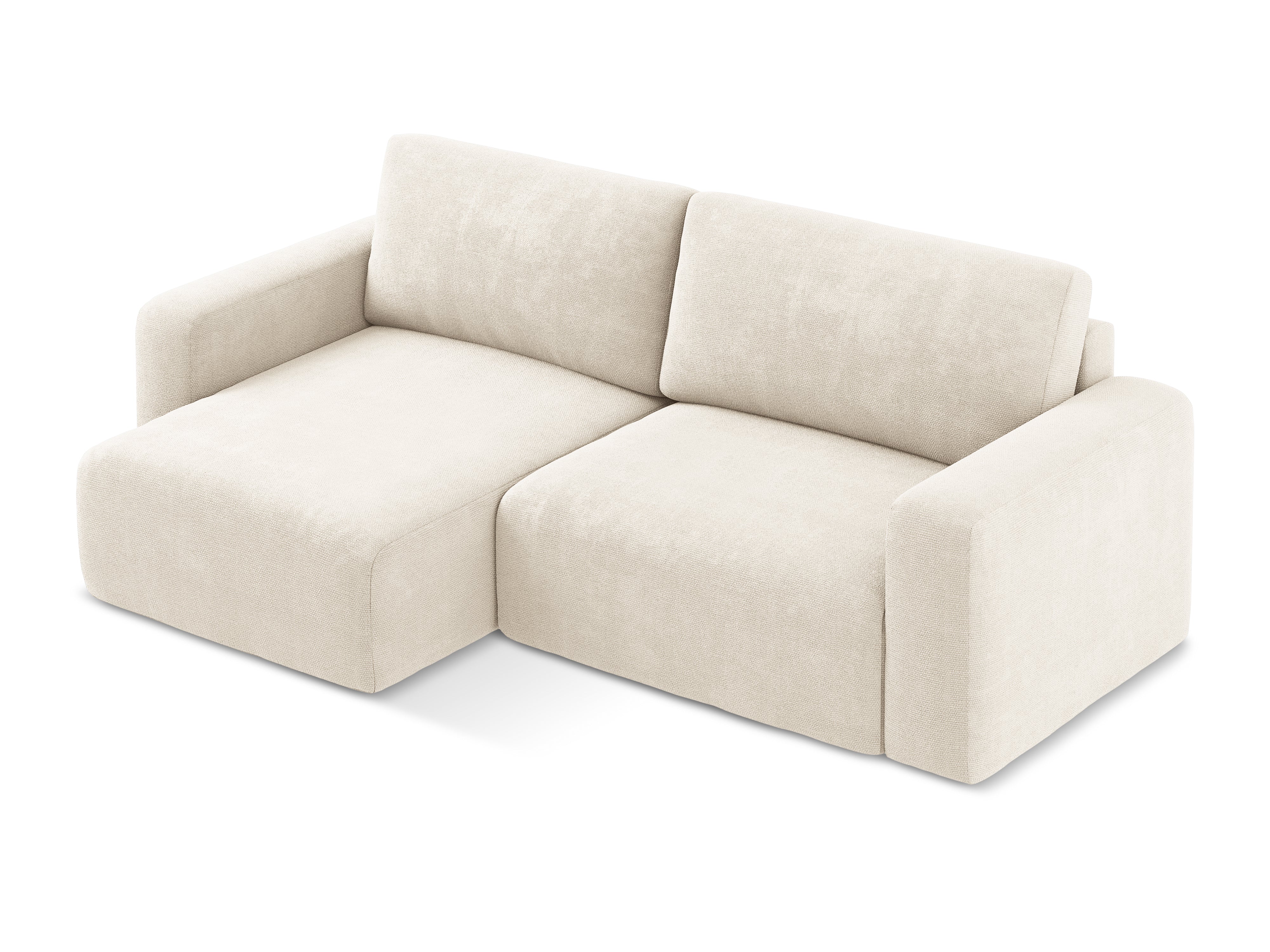 Linksseitige Schlafcouch KONA in hellbeigem Chenille