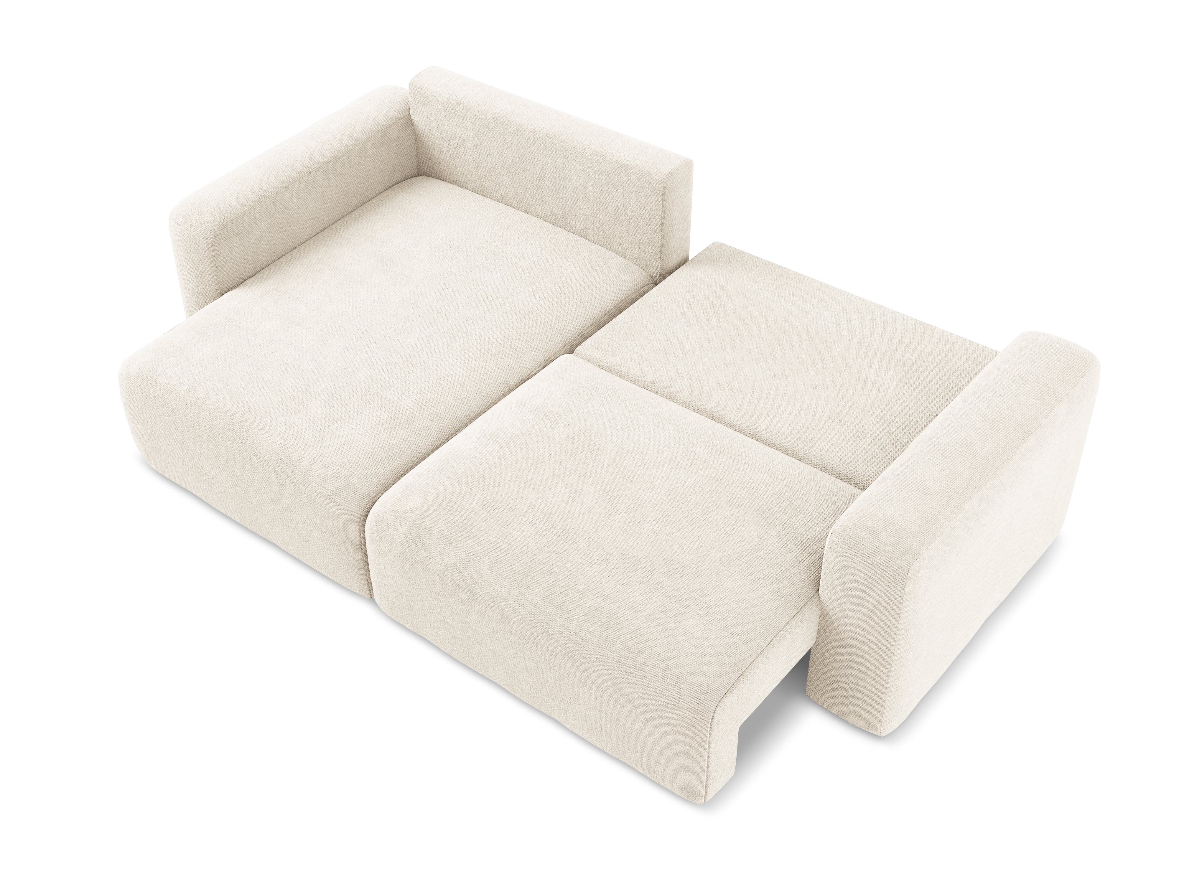 Linksseitige Schlafcouch KONA in hellbeigem Chenille