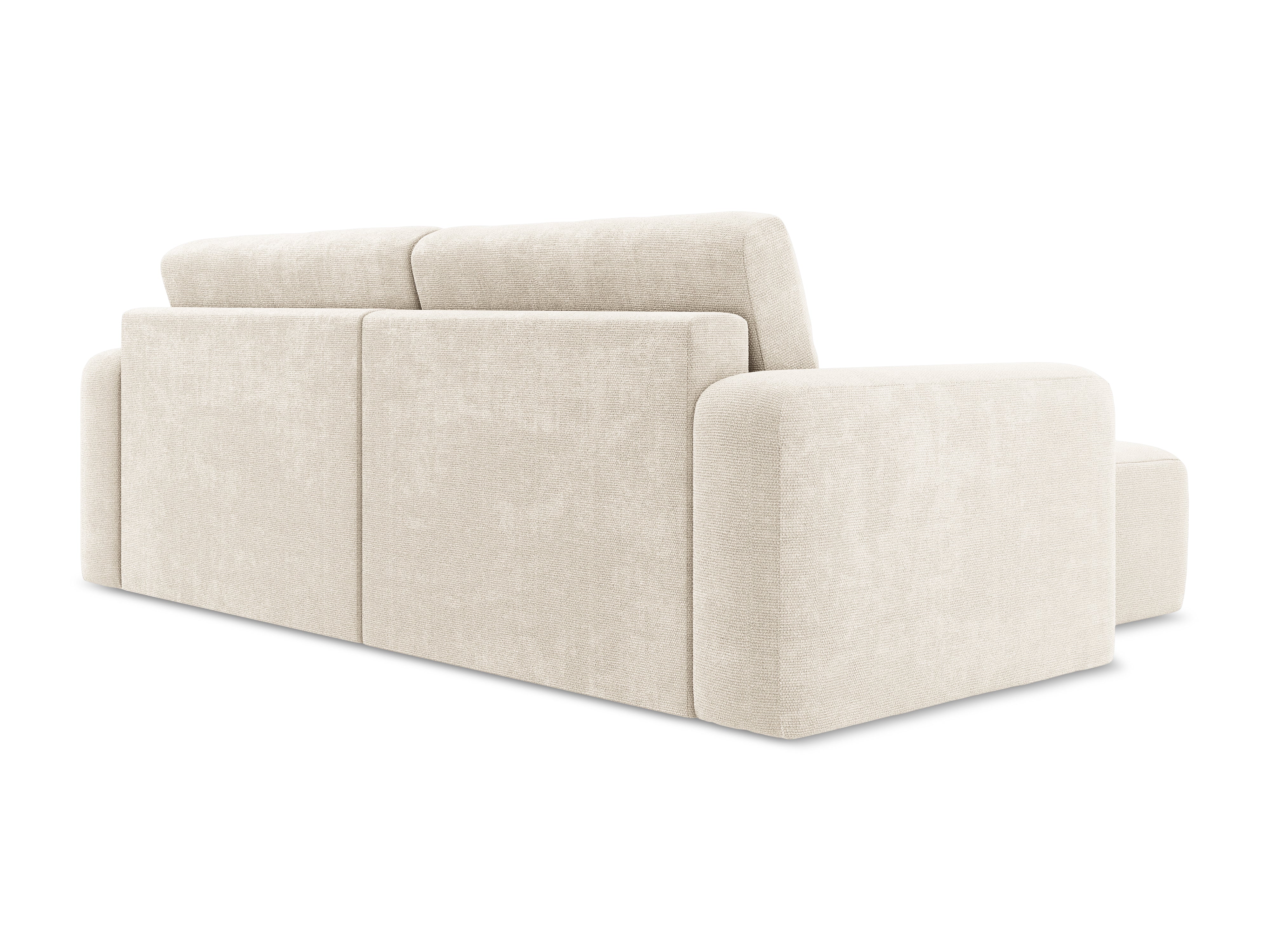 Linksseitige Schlafcouch KONA in hellbeigem Chenille