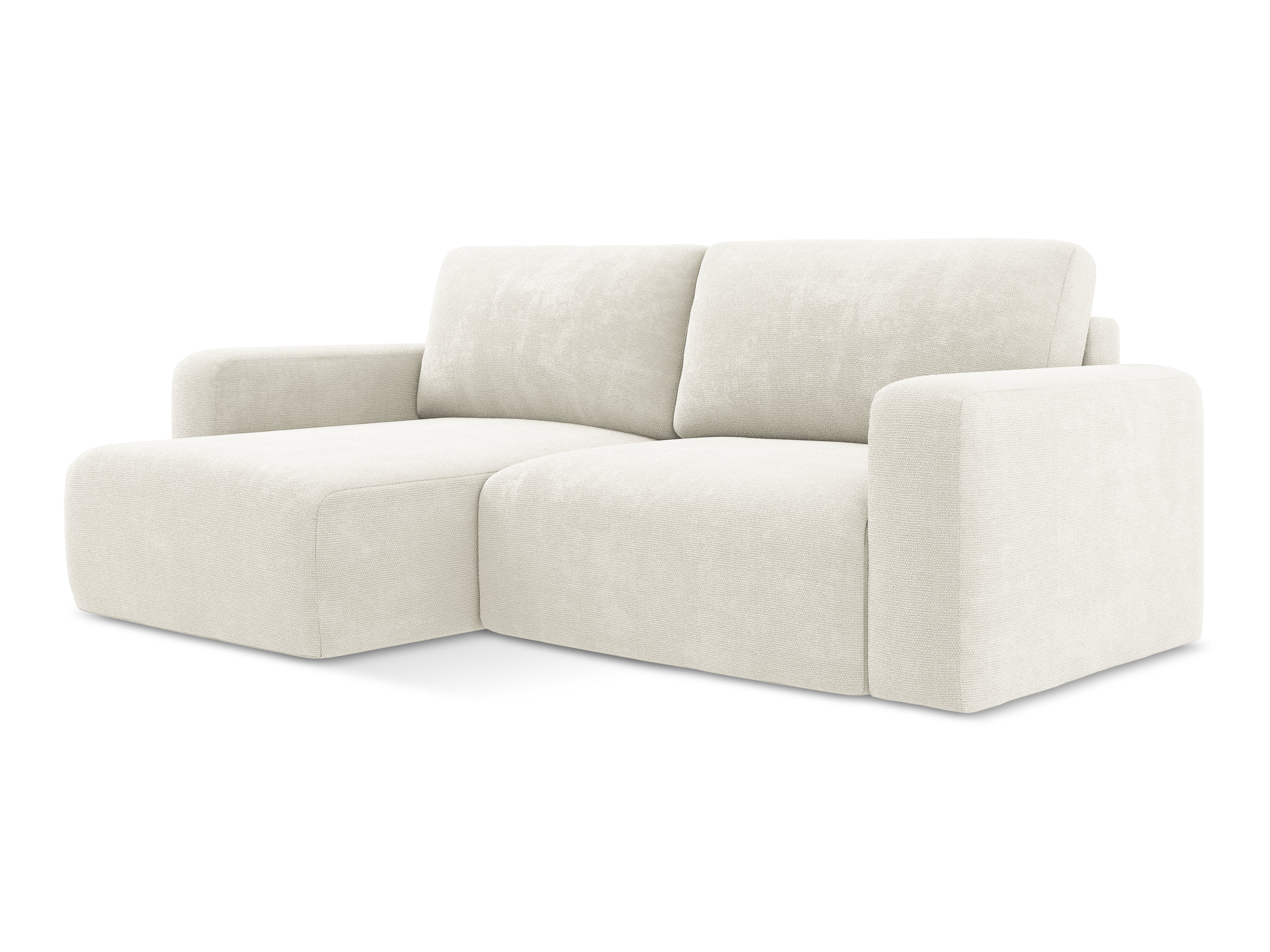Linksseitige Schlafcouch KONA in weißem Chenille