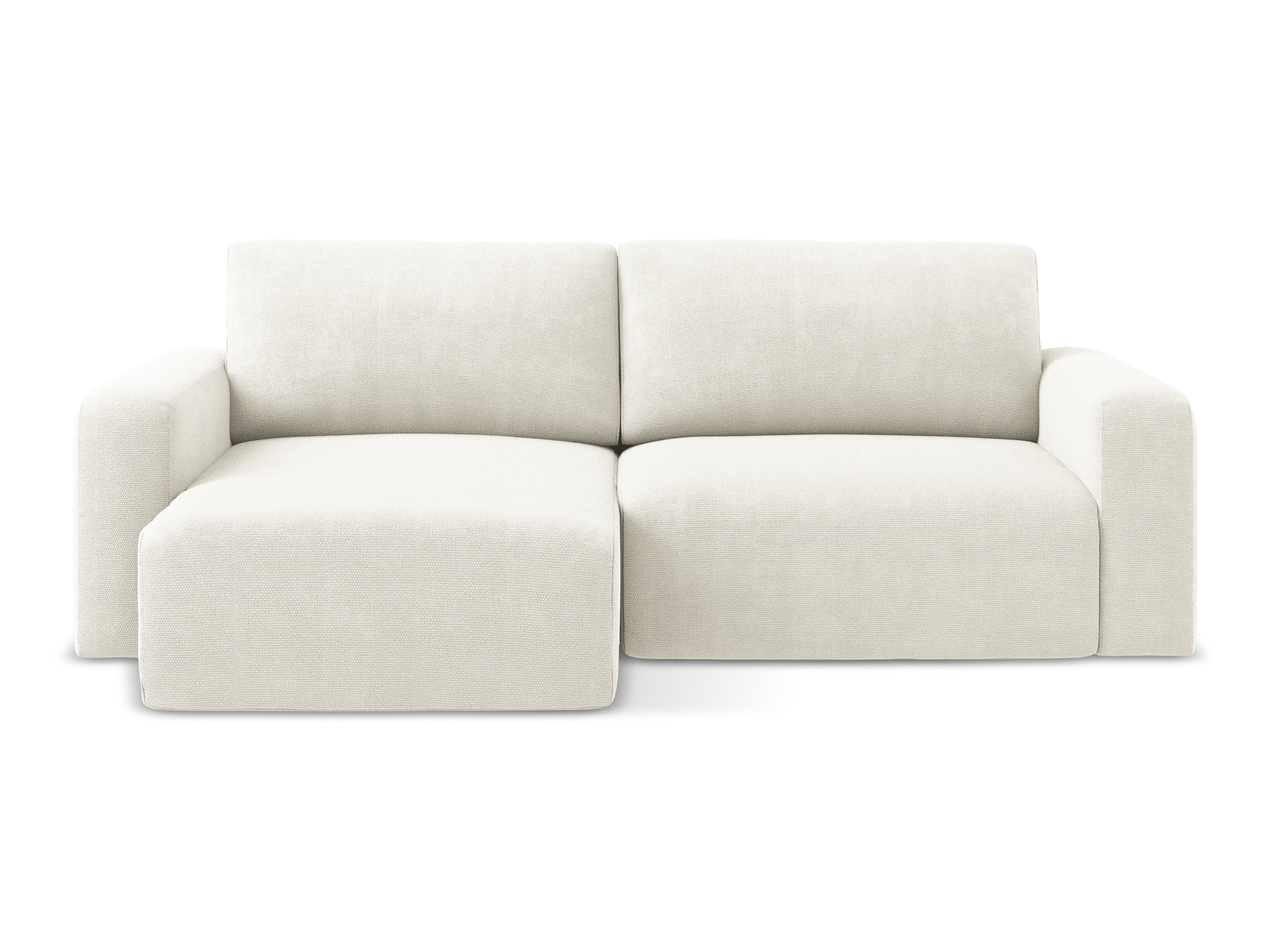 Linksseitige Schlafcouch KONA in weißem Chenille