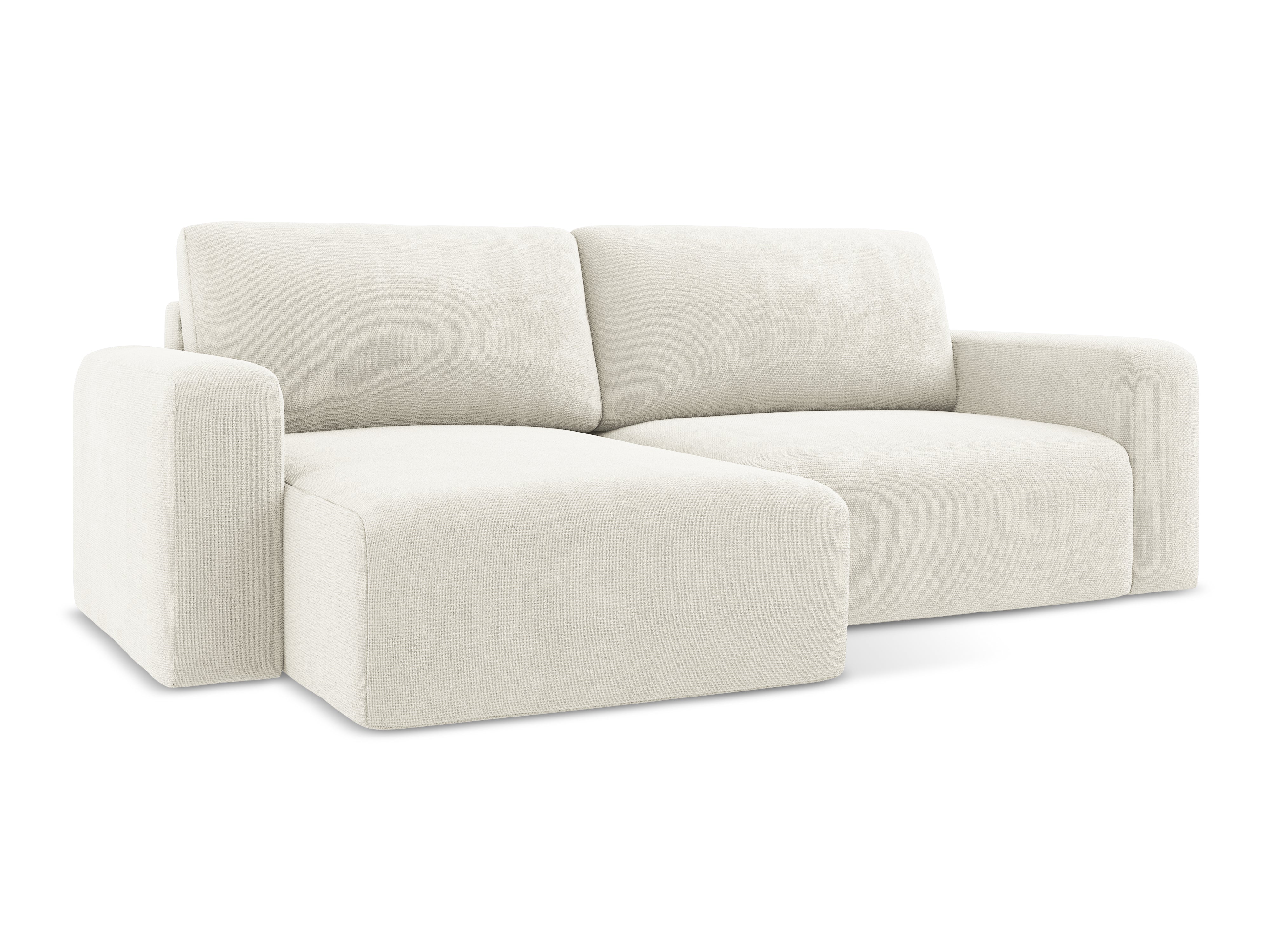 Linksseitige Schlafcouch KONA in weißem Chenille