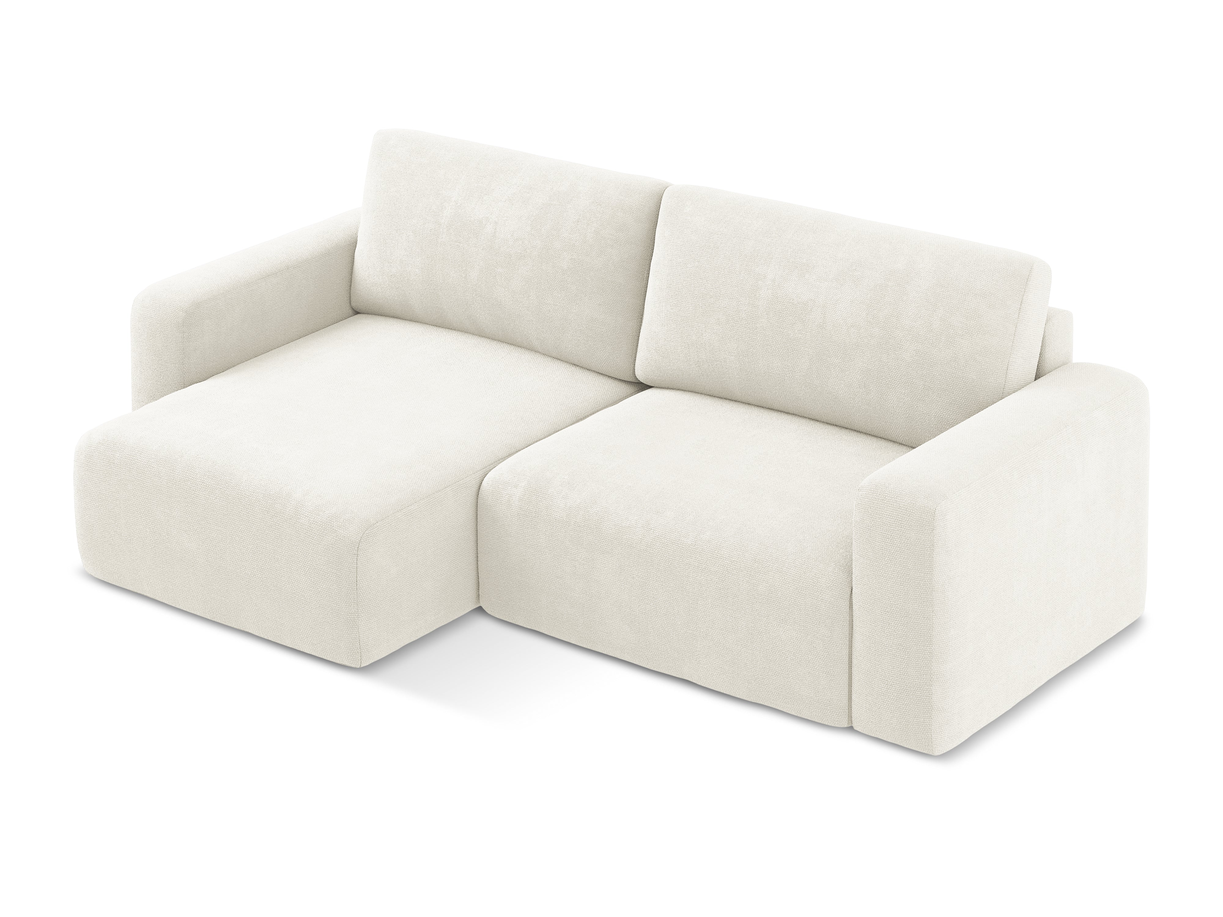 Linksseitige Schlafcouch KONA in weißem Chenille