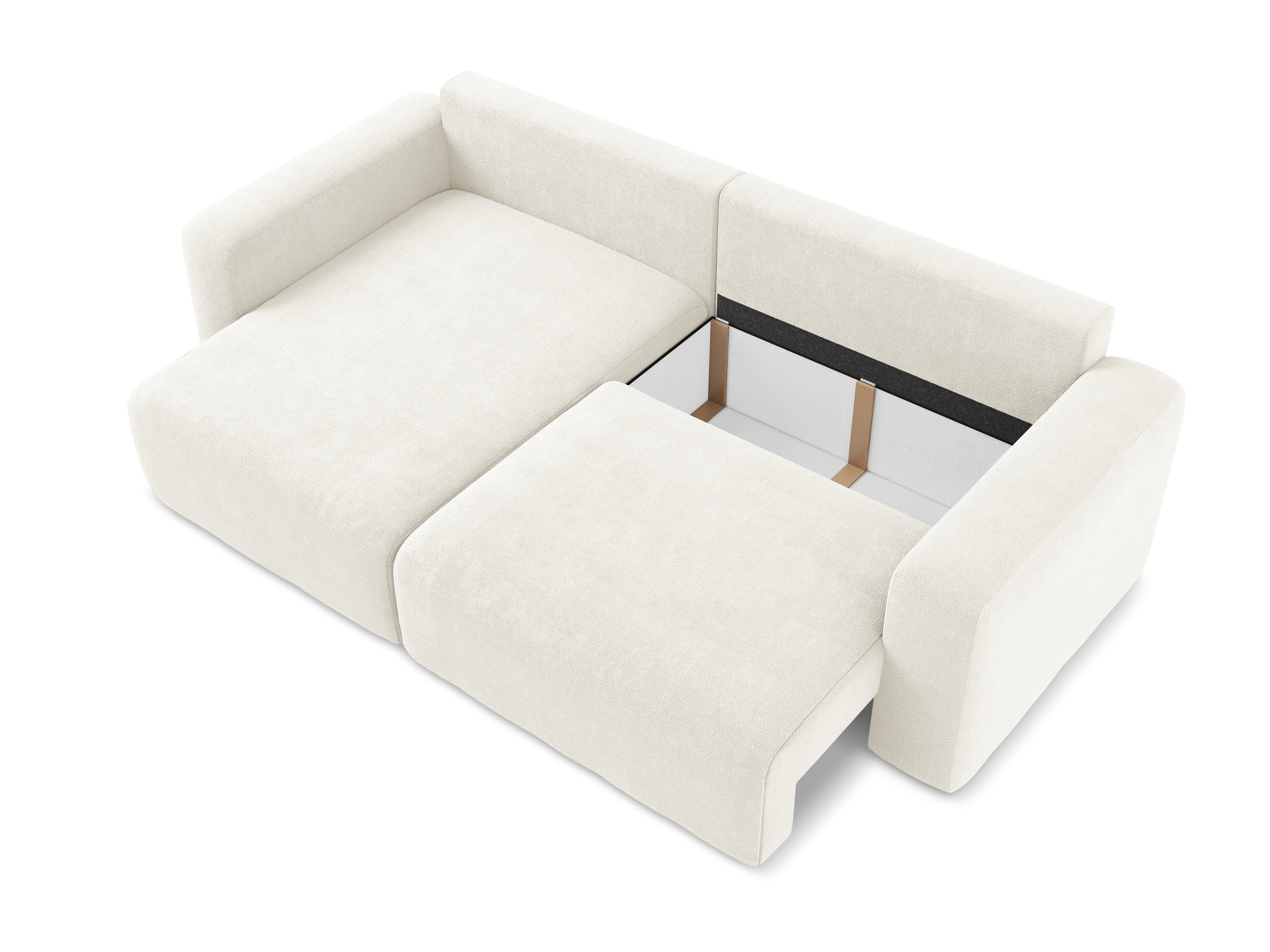Linksseitige Schlafcouch KONA in weißem Chenille