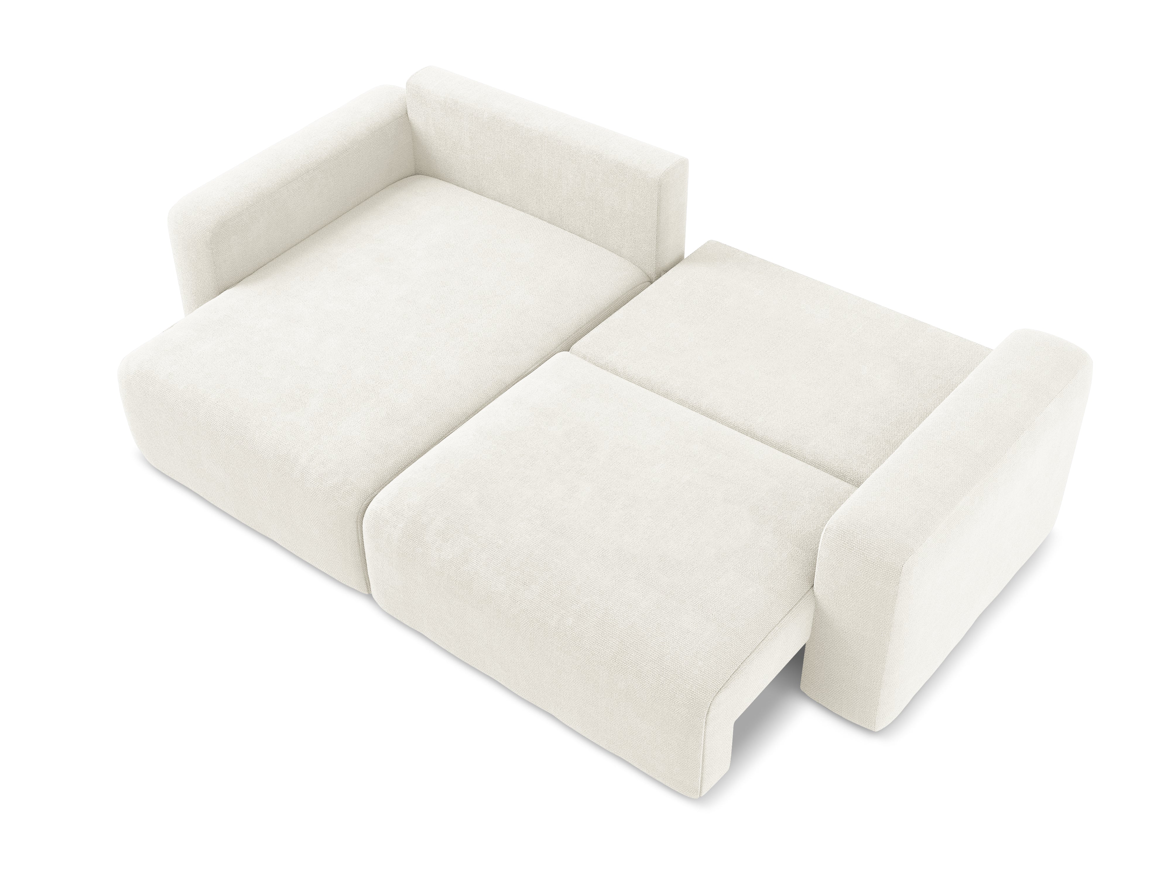 Linksseitige Schlafcouch KONA in weißem Chenille