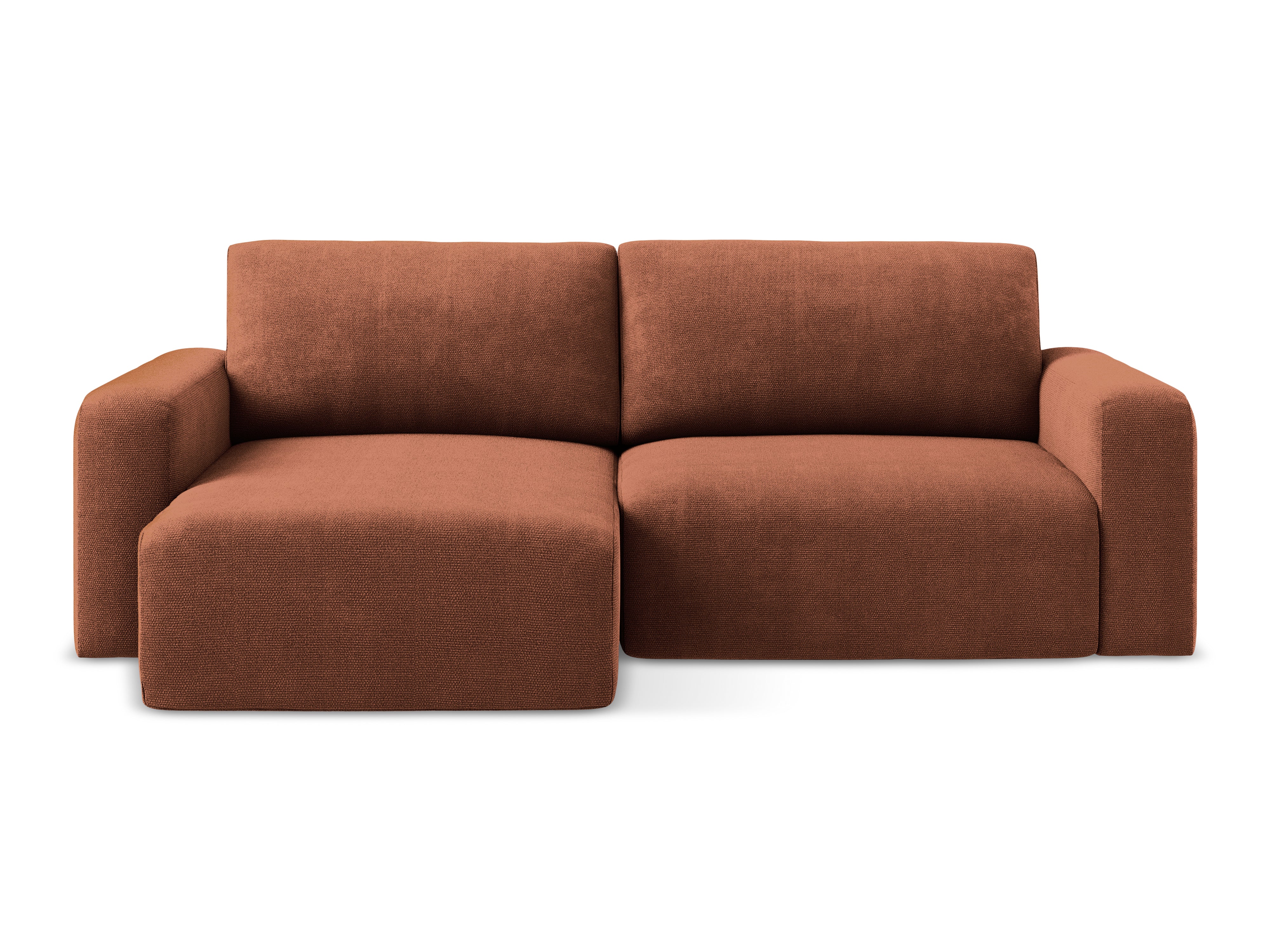 Linksseitige Schlafcouch KONA in Terrakotta Chenille