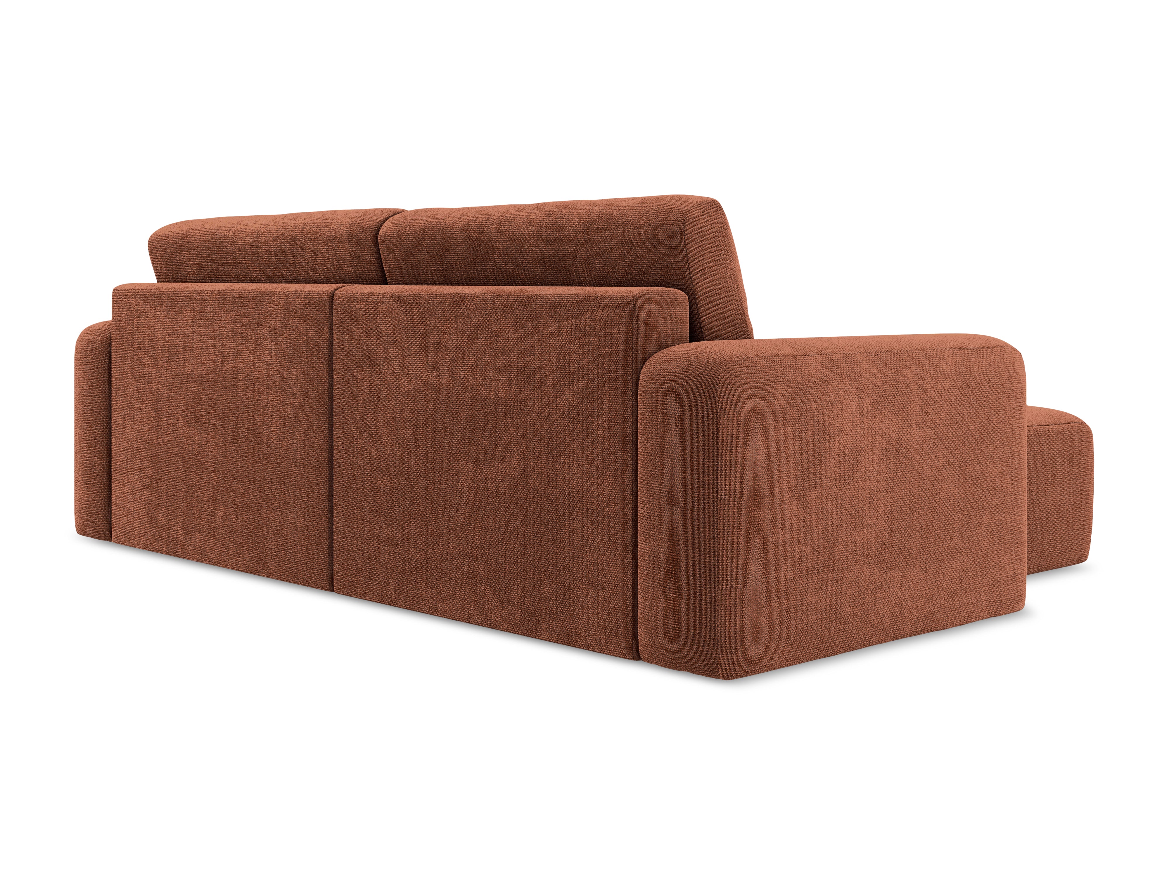 Linksseitige Schlafcouch KONA in Terrakotta Chenille
