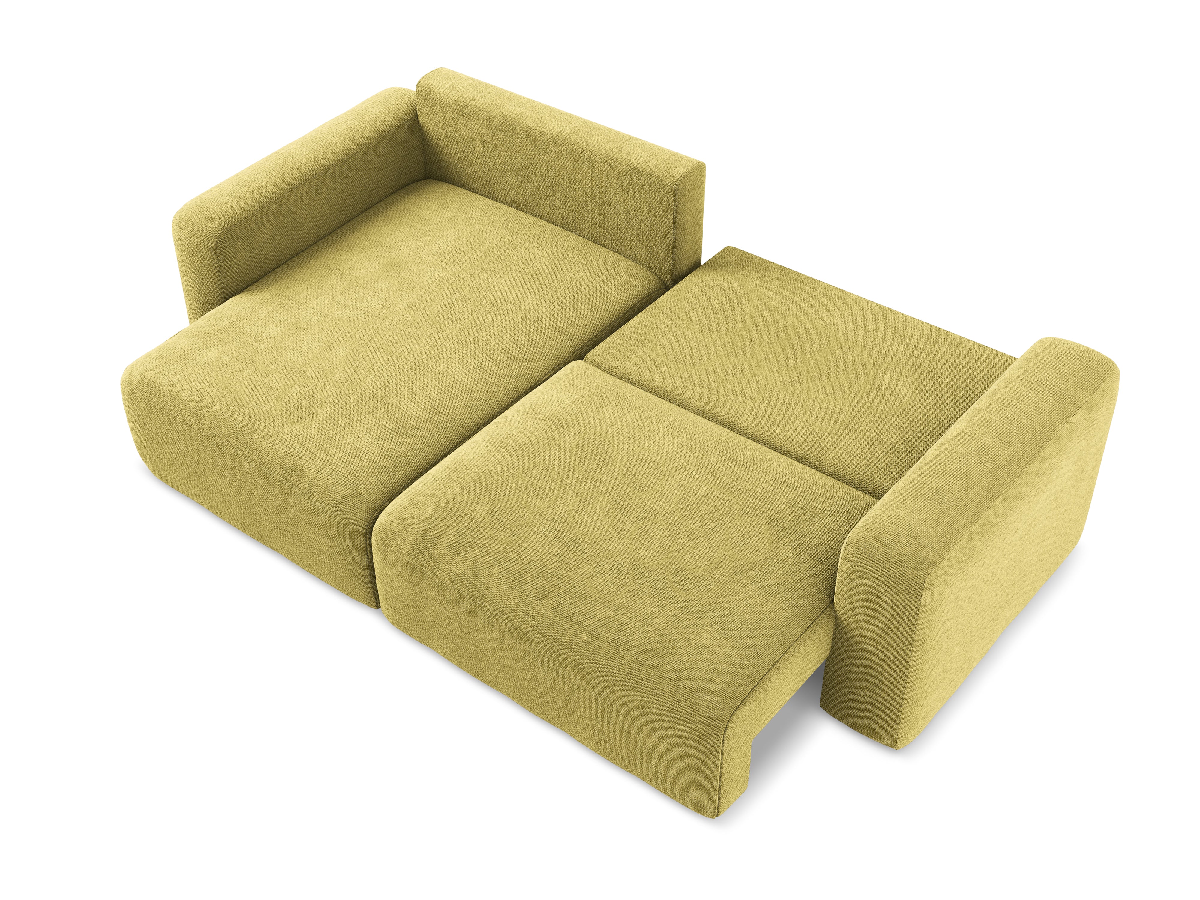 Linksseitige Schlafcouch KONA in limonengrünem Chenille