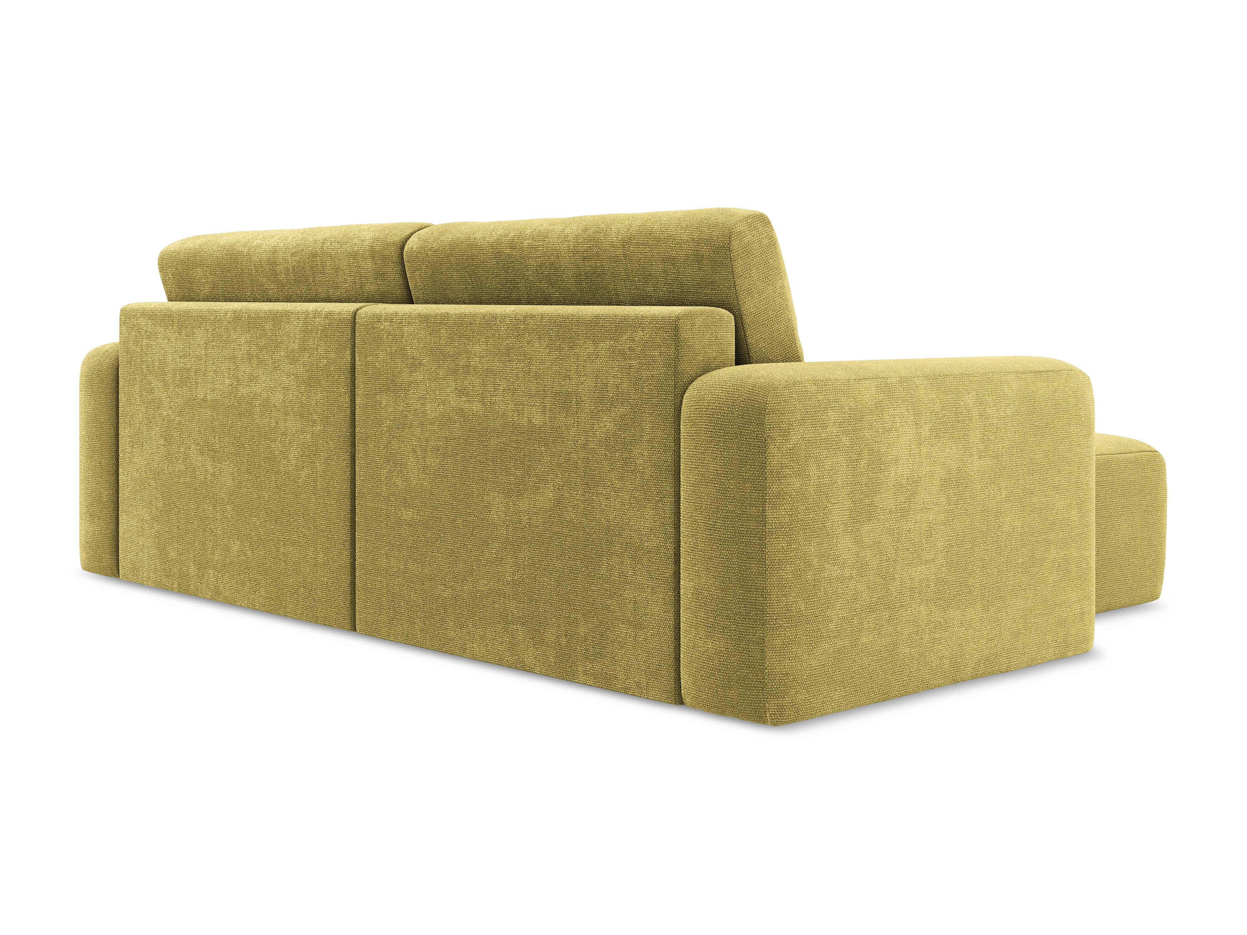 Linksseitige Schlafcouch KONA in limonengrünem Chenille