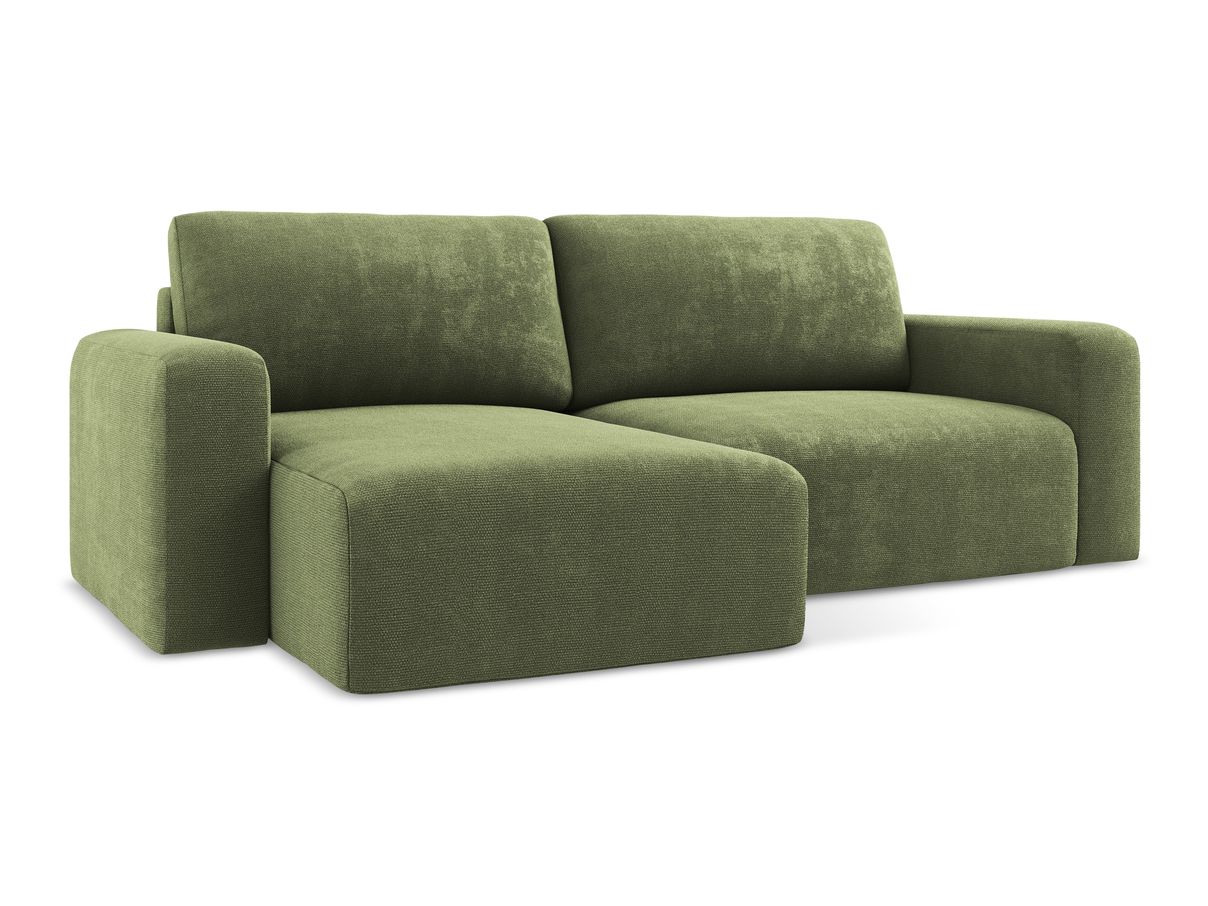 Linksseitige Schlafcouch KONA in grünem Chenille