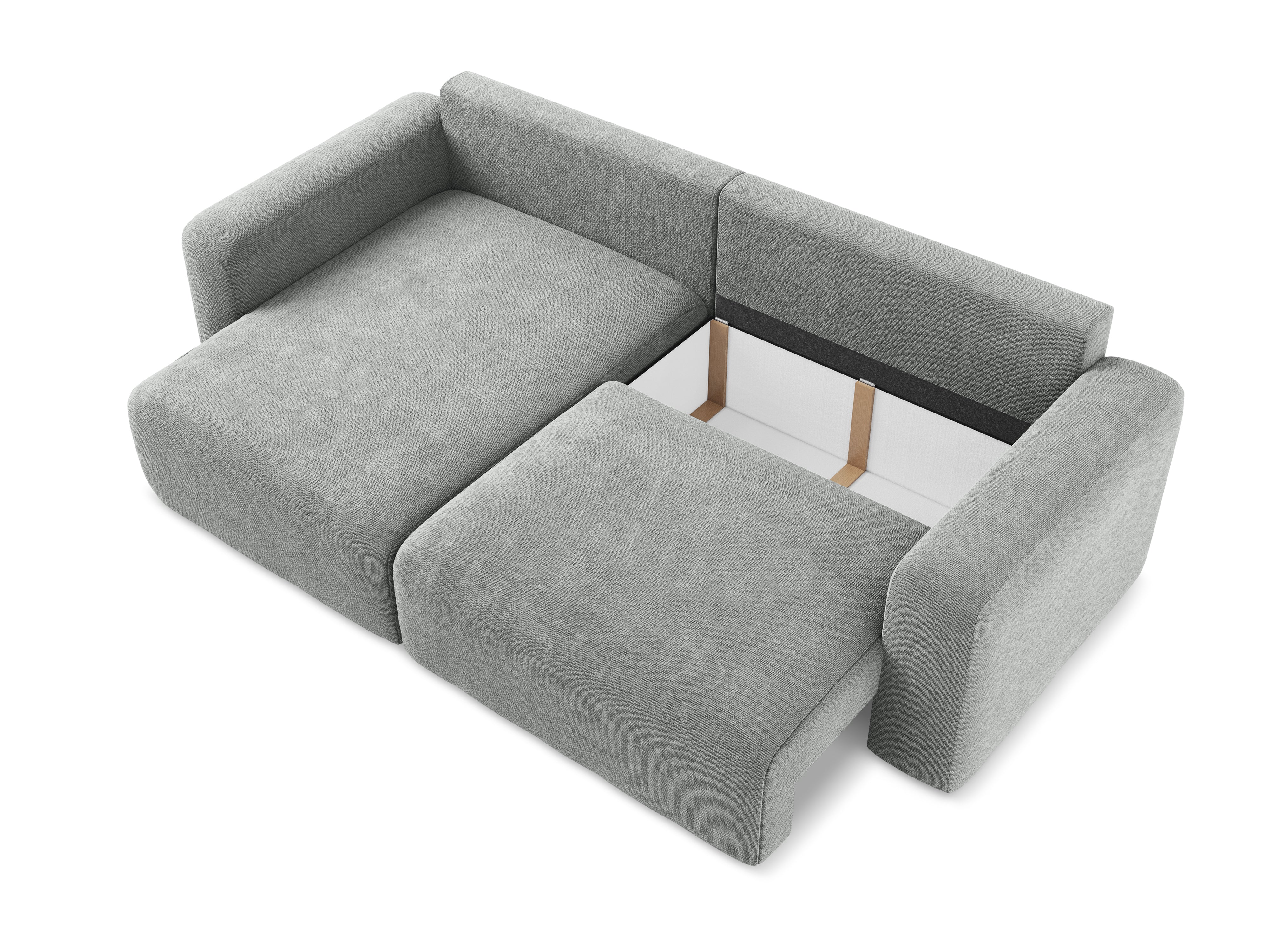 Linksseitige Schlafcouch KONA in grauem Chenille