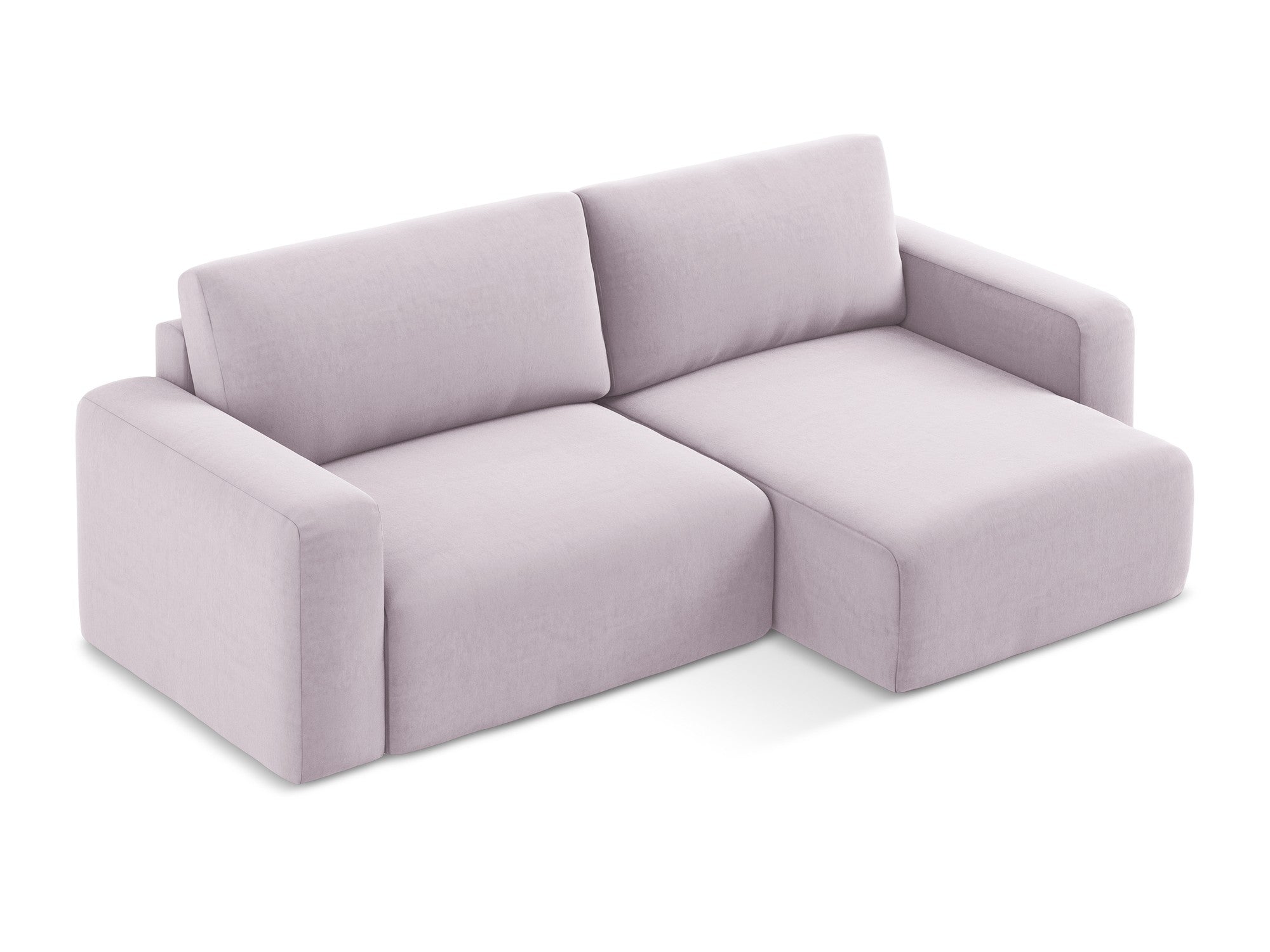 Samt-Ecksofa rechts mit Schlaffunktion KONA lavendel
