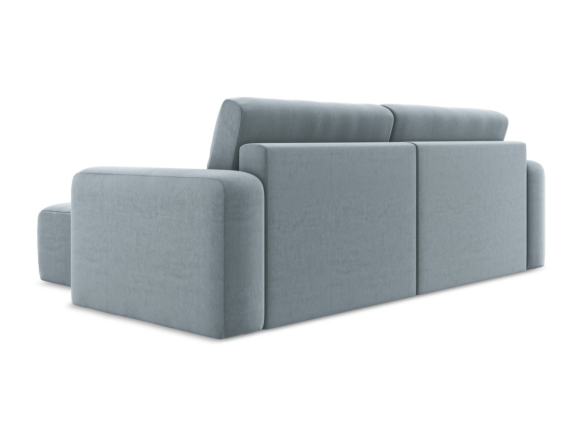 Samt-Ecksofa rechts mit Schlaffunktion KONA hellblau