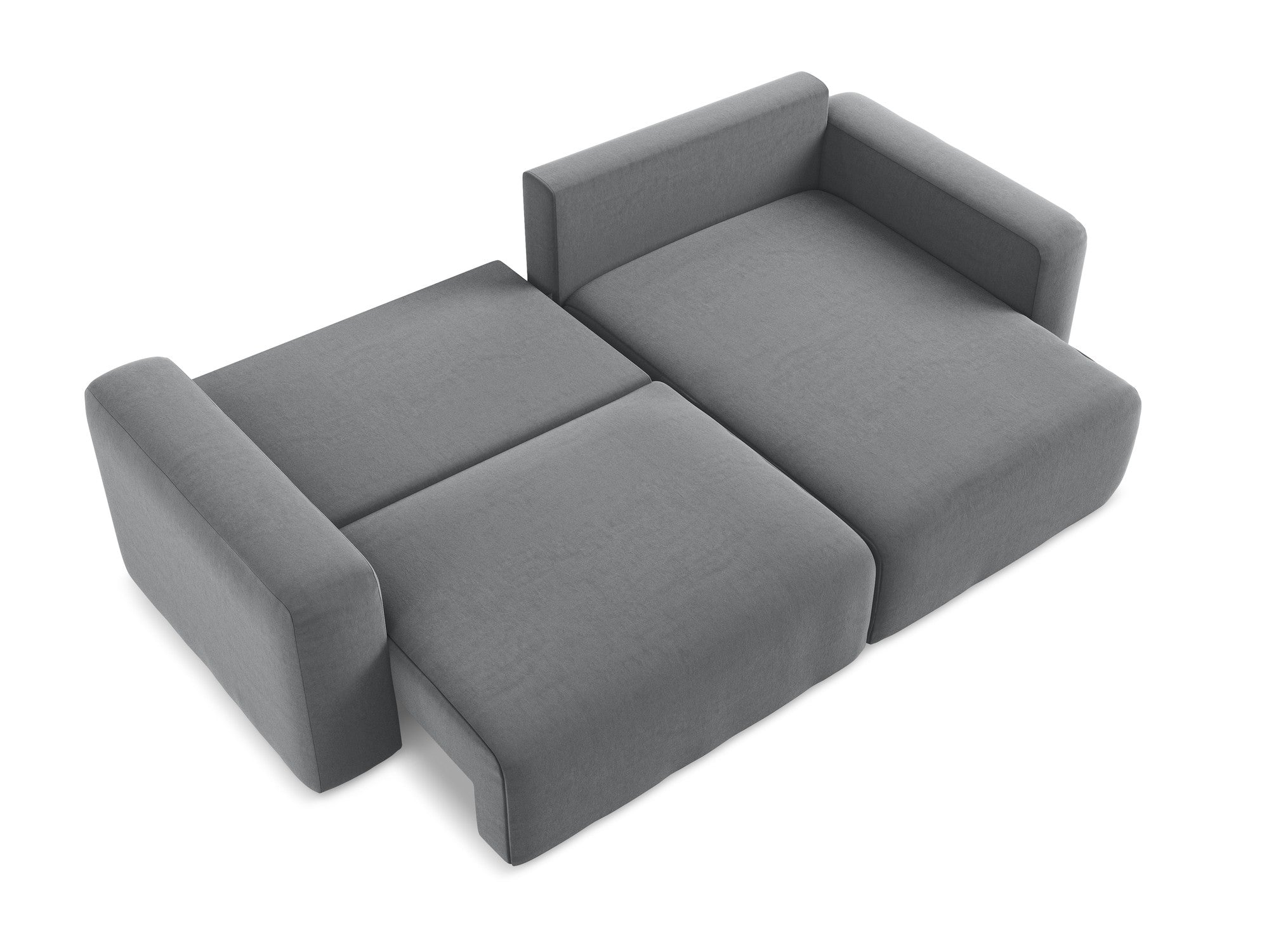 Samt-Ecksofa rechts mit Schlaffunktion KONA stahlgrau
