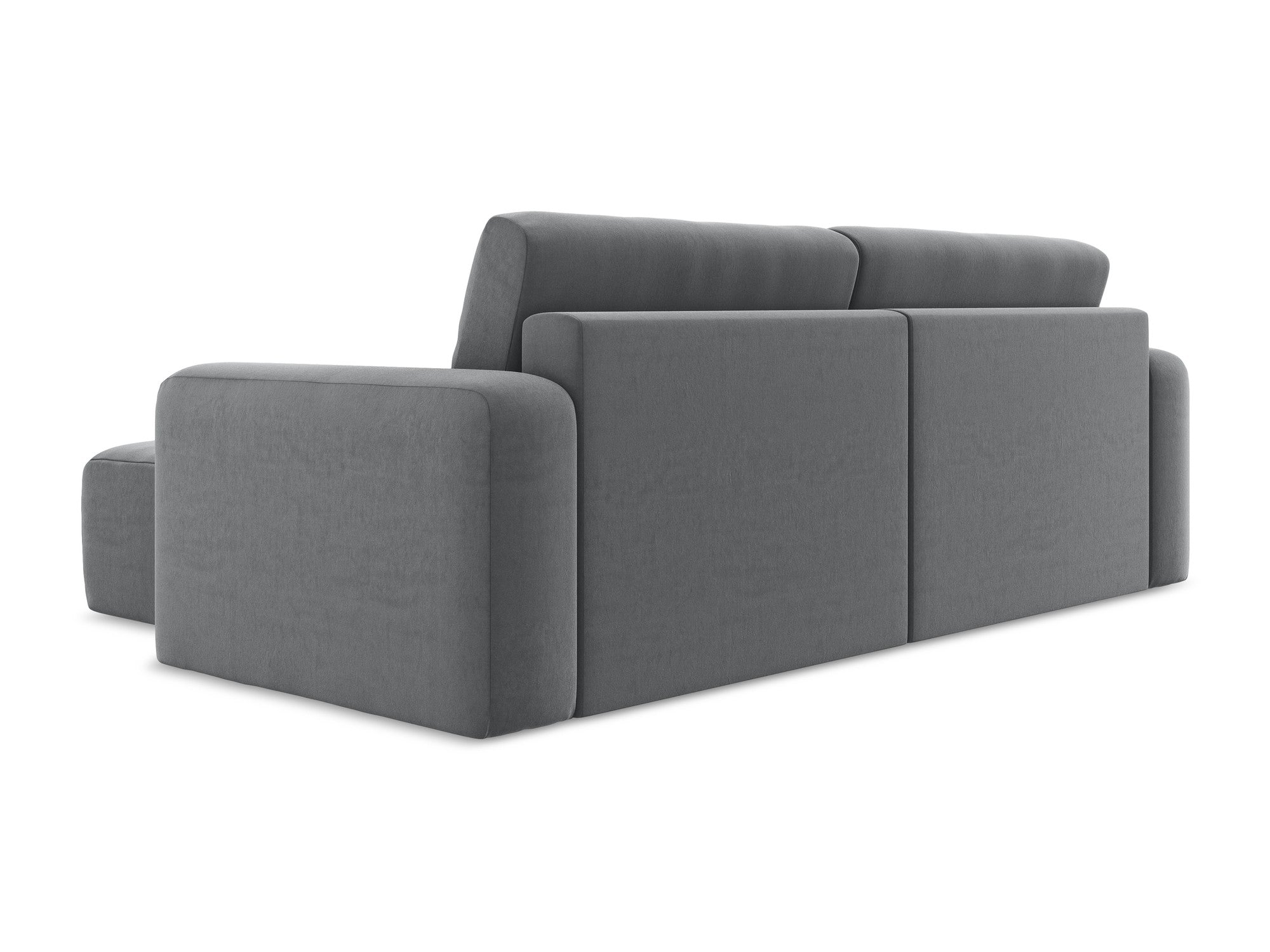 Samt-Ecksofa rechts mit Schlaffunktion KONA stahlgrau