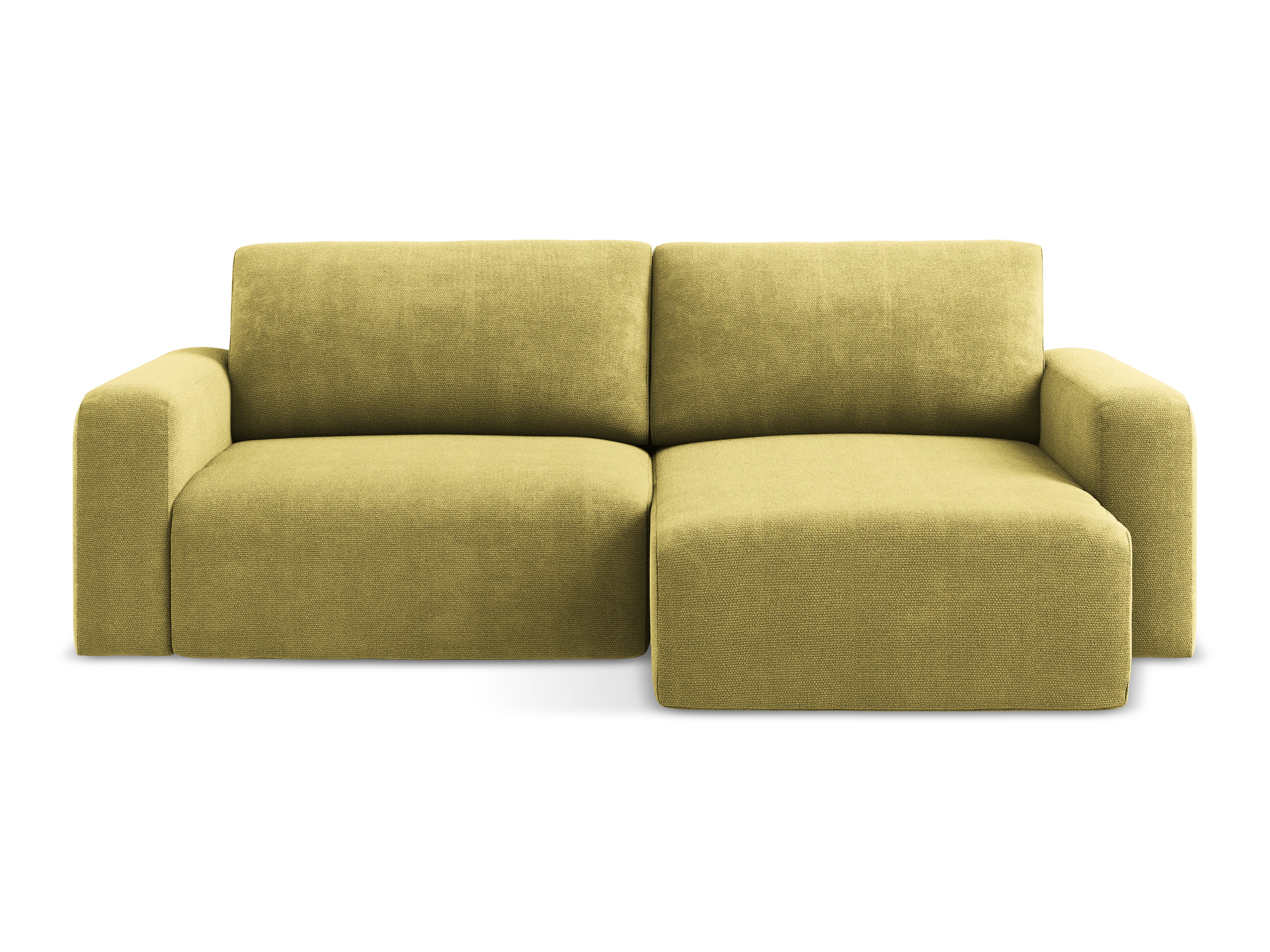 Rechtsseitige Schlafcouch KONA in limettengrünem Chenille