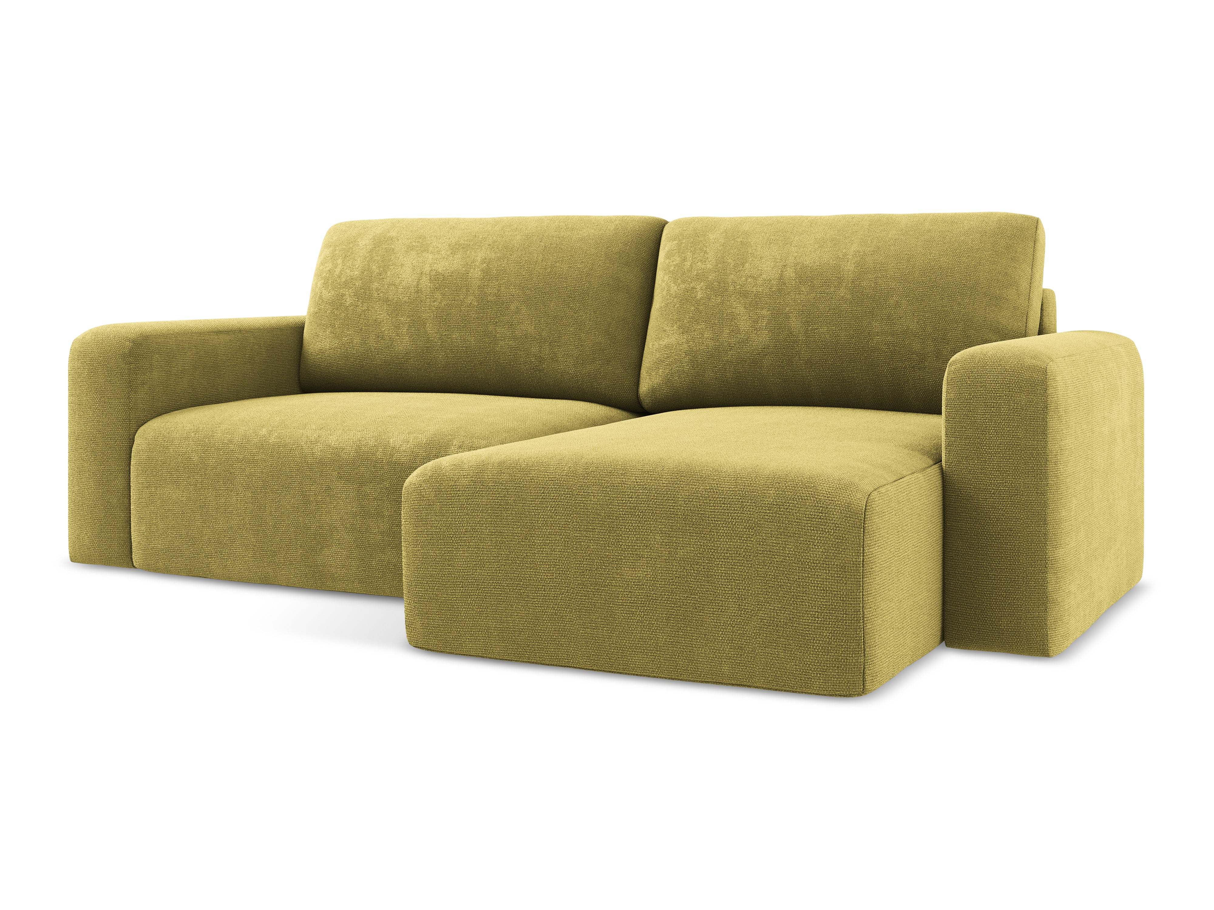 Rechtsseitige Schlafcouch KONA in limettengrünem Chenille