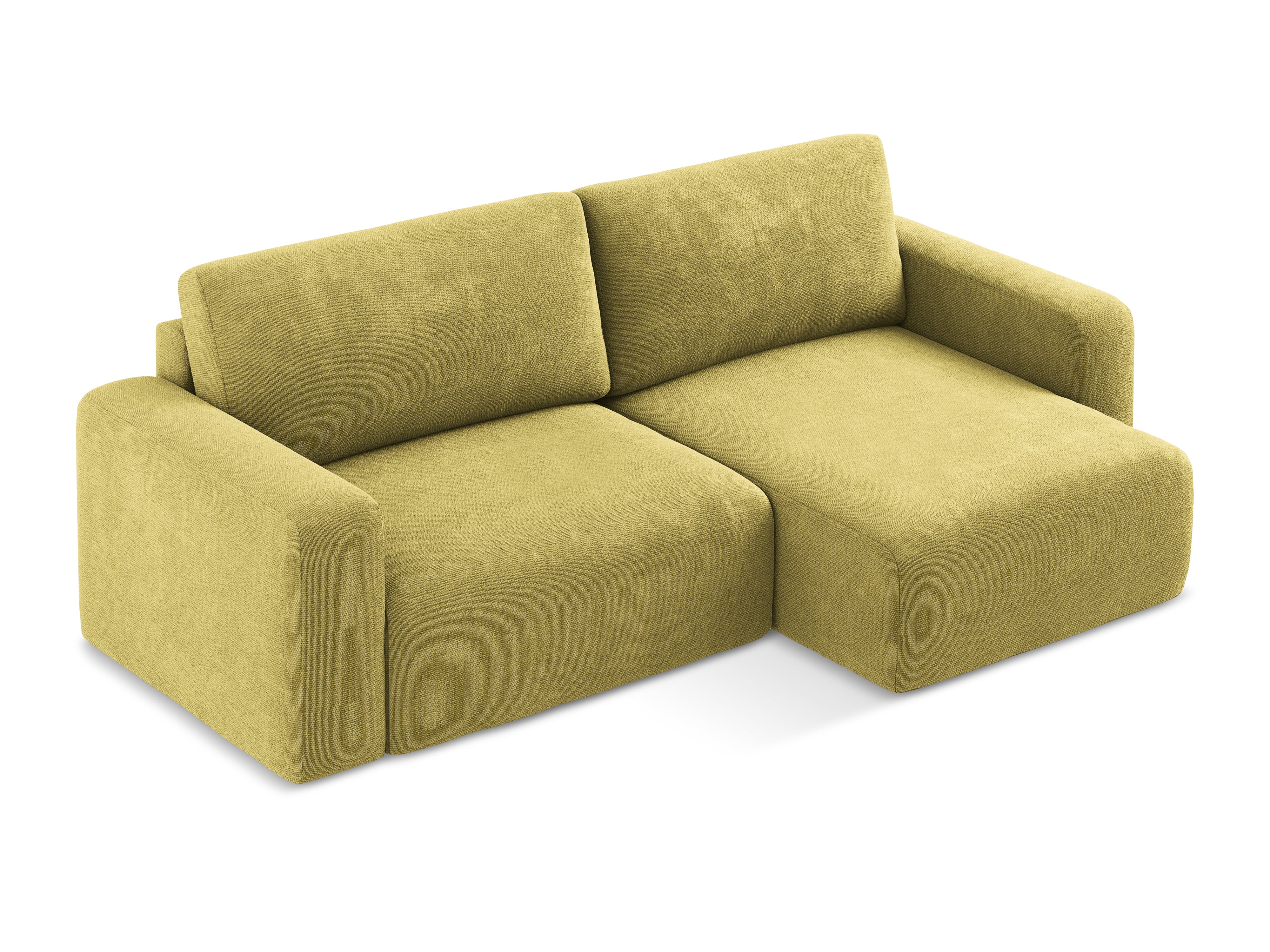 Rechtsseitige Schlafcouch KONA in limettengrünem Chenille